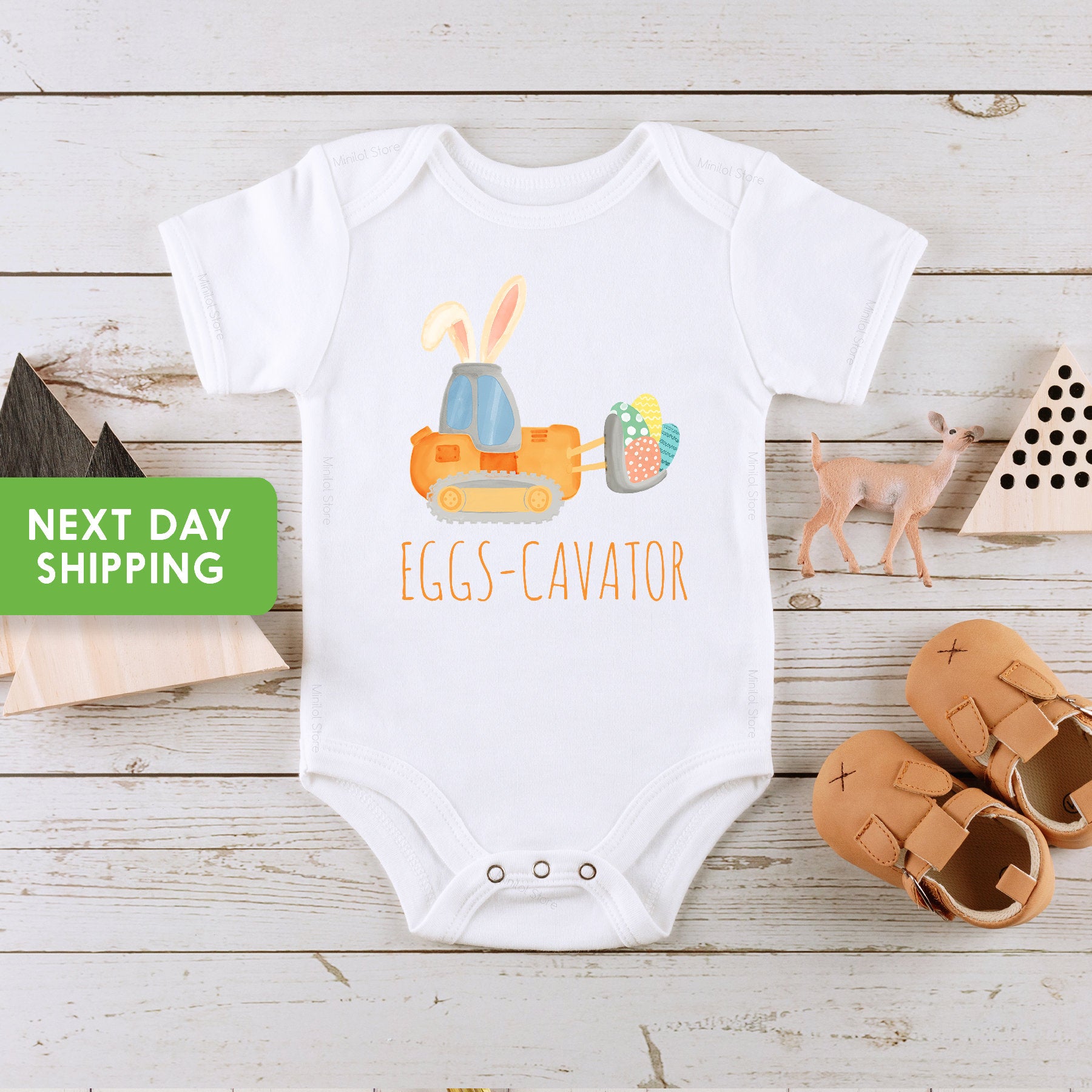 Funny Eggs-cavator Tractor Baseball Tee, Easter Toddler Shirt, Easter Bunny Toddler Tee, Easter Shirt, Easter Gift, Easter Baby Bodysuit