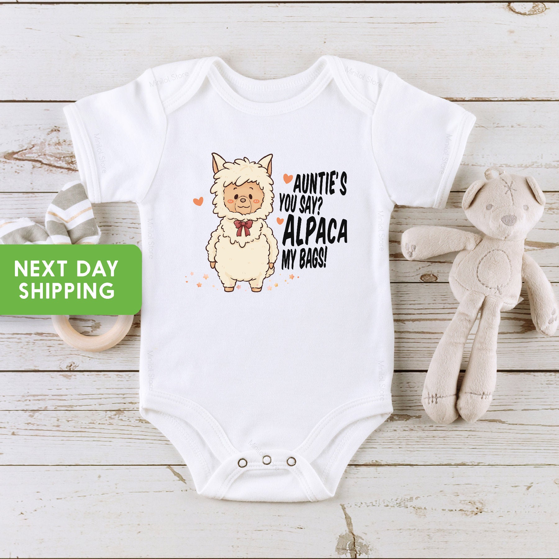 Auntie Alpaca My Bags Onesie®, Auntie Onesie®, Auntie Loves Me, Auntie Baby Clothes, Baby Shower Gift, New Aunt Gift