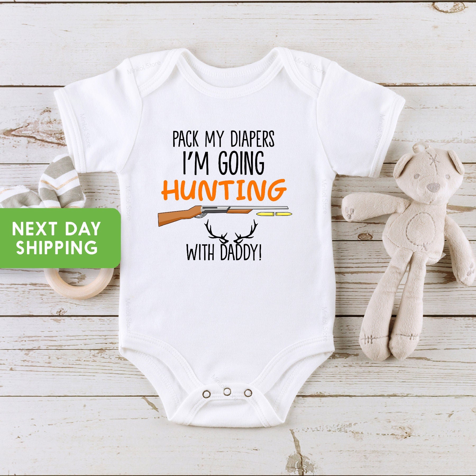 Hunting Onesie® Bodysuit , Pack My Diapers Baby Onesie®, Baby Boy Bodysuit, Baby Hunting Bodysuit, Baby Shower Gift