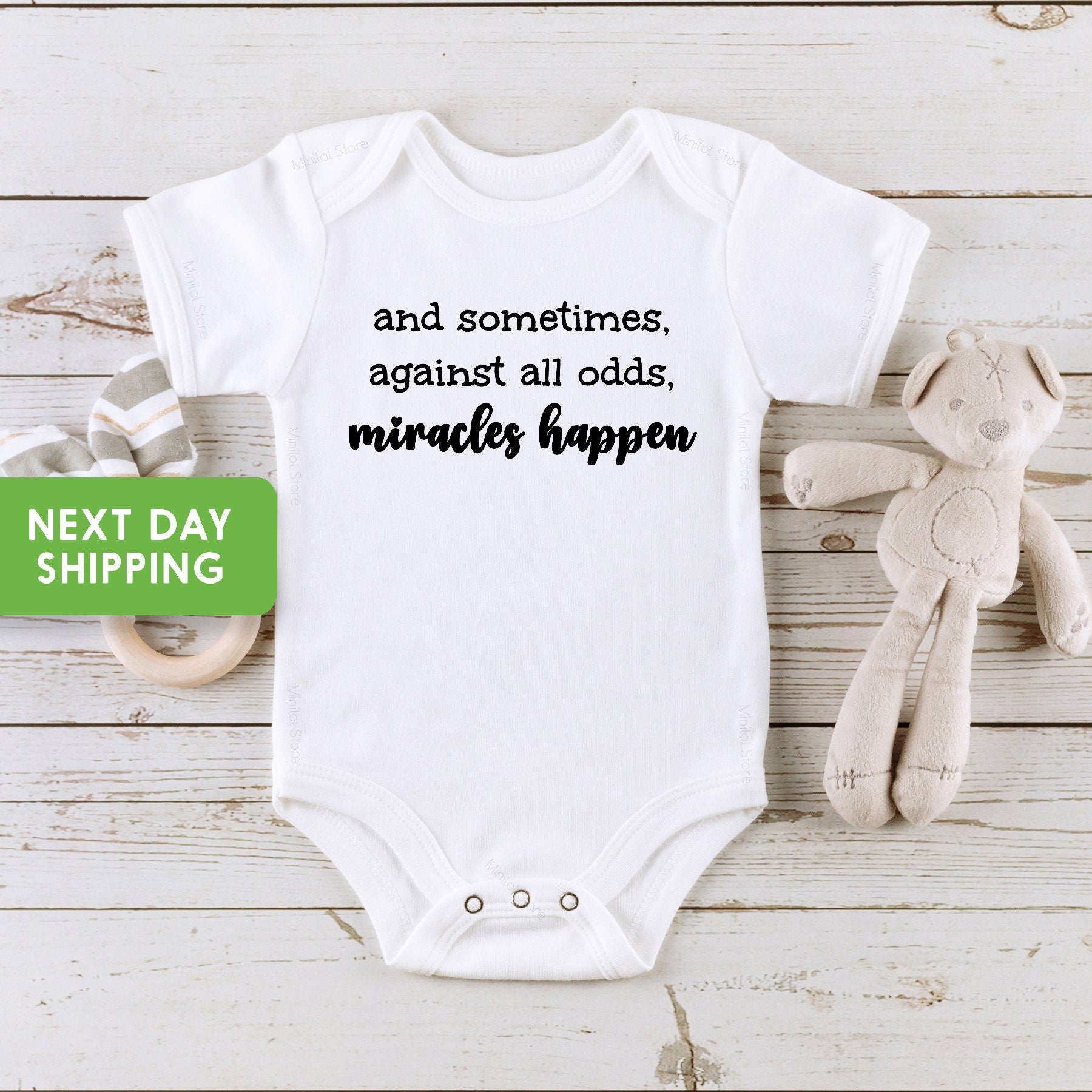 Miracle Baby Onesie®, And Sometimes Against All Odds Miracles Happen, Baby Announcement, Pregnancy Announcement, Welcome Baby Onesie®