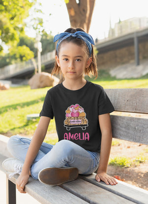 Personalized Name Valentine Girl baseball design on Baby Long Newborn Onesie