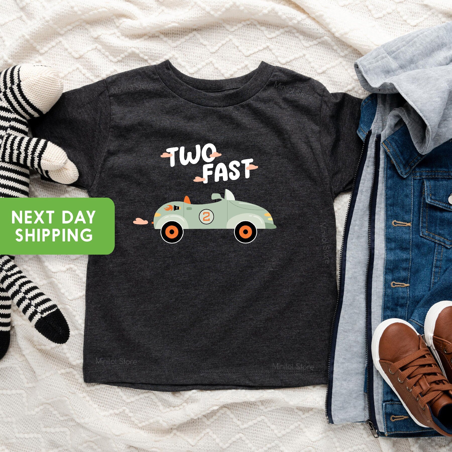 Two Fast Birthday Shirt, Race Car Birthday Shirt, 2nd Birthday Tee, Second Birthday, Racing Birthday Party, Modern Toddler Boy Shirt