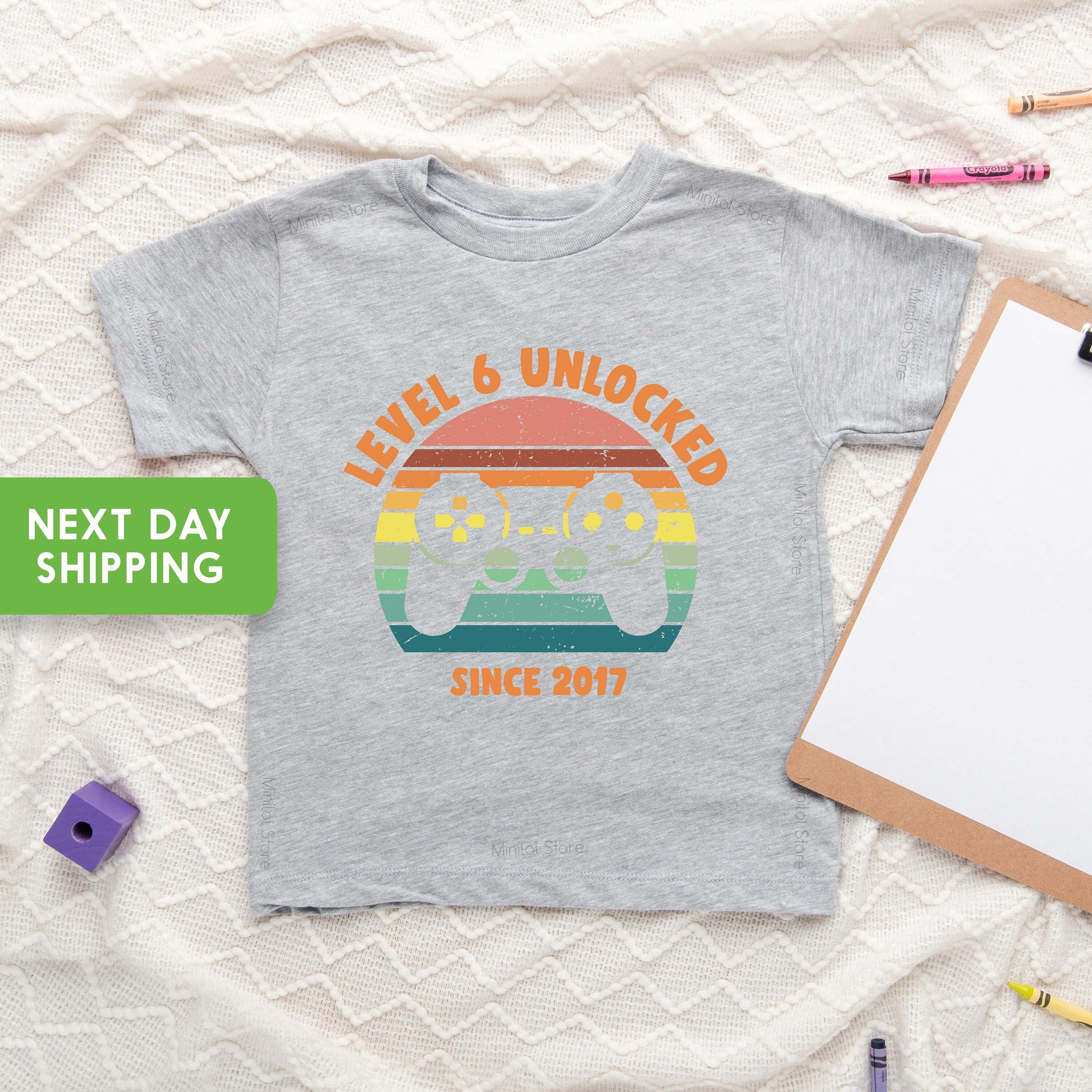 Sixth Birthday Controller Boy Shirt, Level Six Unlocked Birthday Baseball Tee, 6th Birthday Boy Gamer Shirt