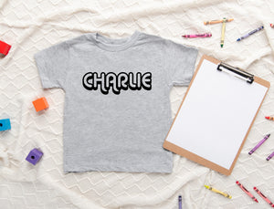 Retro Custom Name baseball design on Baby Short 6-9 Month Onesie