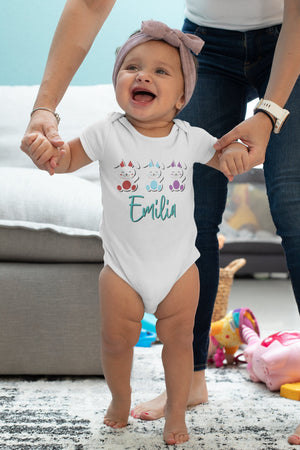 Custom Name Bunny typographic design on Baby Short 18 Month Onesie