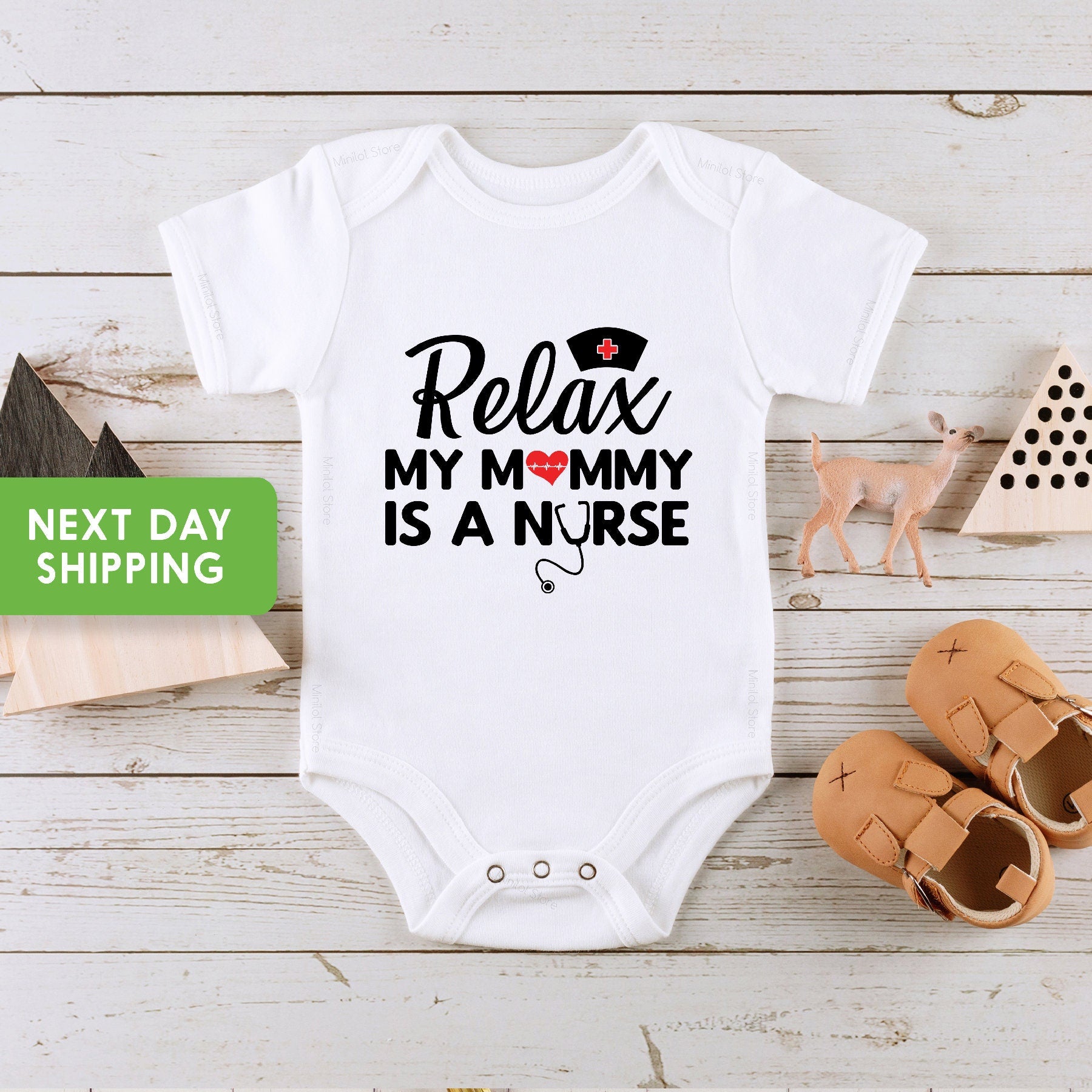 Relax My Mommy Is A Nurse Baby OnesieĀ®, Funny Mothers Day OnesieĀ®, Cute Baby OnesieĀ®, Mother's Day Gift, Mother's Day Shirt for Kids