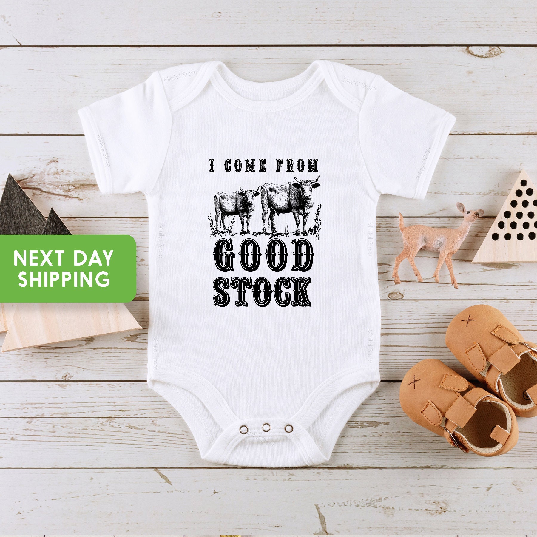 I Come From Good Stock Onesie®, Retro Boho Cowboy Shirt For Kids, Western Boys Shirt, Coming Home Outfit, Baby Announcement