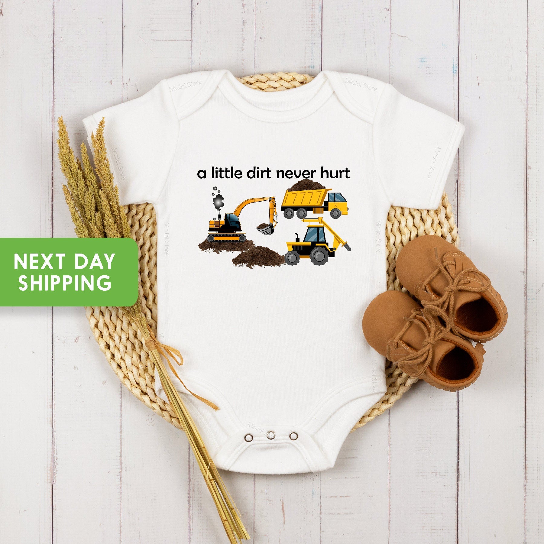 Construction Onesie®, A Little Dirt Never Hurt, Construction Kids Tee, Equipment Shirt, Truck Shirt, Boys Truck Bodysuit