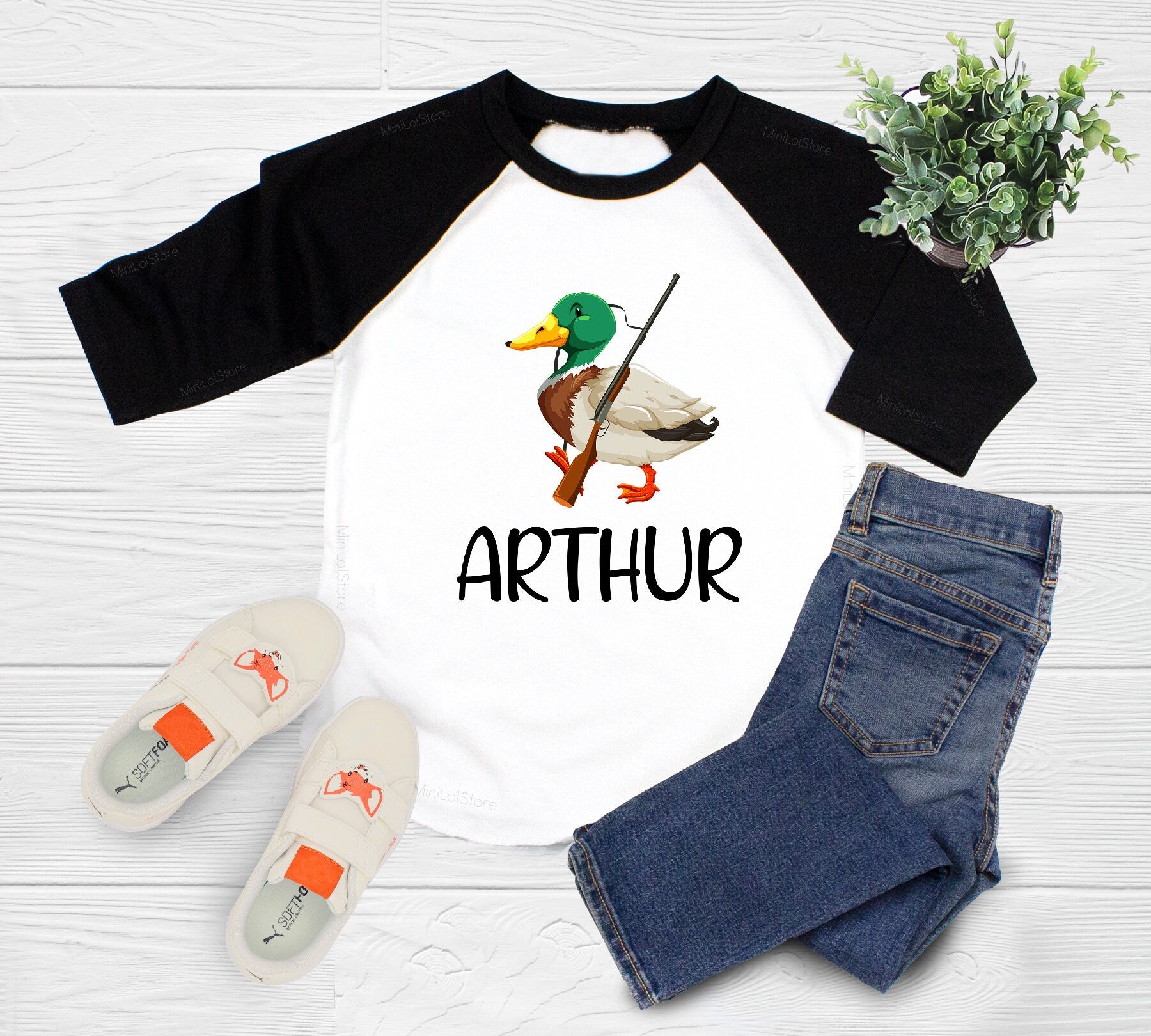Personalized Duck Hunting deer design on Baby Short 0-3 Month Onesie