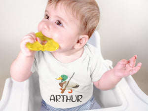 Personalized Duck Hunting deer design on Baby Short 18 Month Onesie