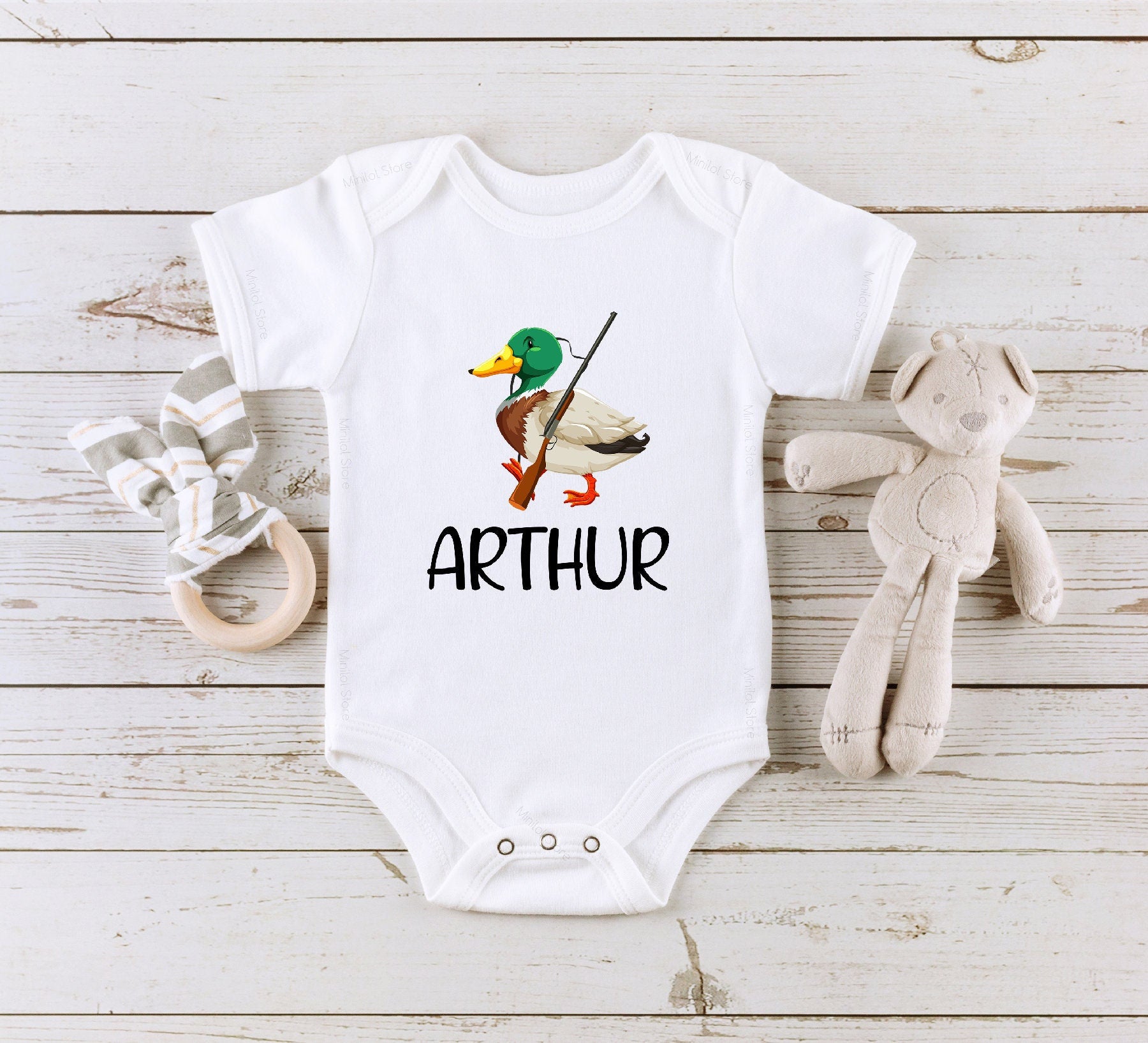 Personalized Duck Hunting deer design on Baby Short Newborn