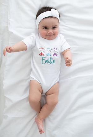 Custom Name Bunny typographic design on Baby Short 3-6 Month Onesie