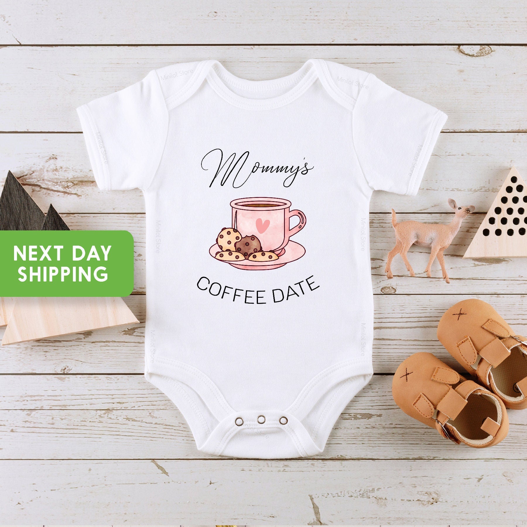 Mommy's Coffee Date OnesieĀ®, Coffee Drinker Baby OnesieĀ®, Baby Shower Gift, Cute Baby OnesieĀ®, Mother's Day Gift, Mother's Day OnesieĀ®
