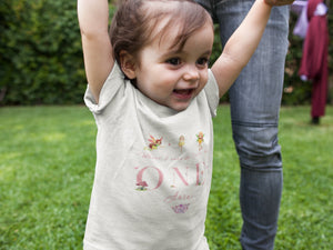 Custom 1st Birthday Fairy Girl typographic design on Baby Short 24 Month Onesie