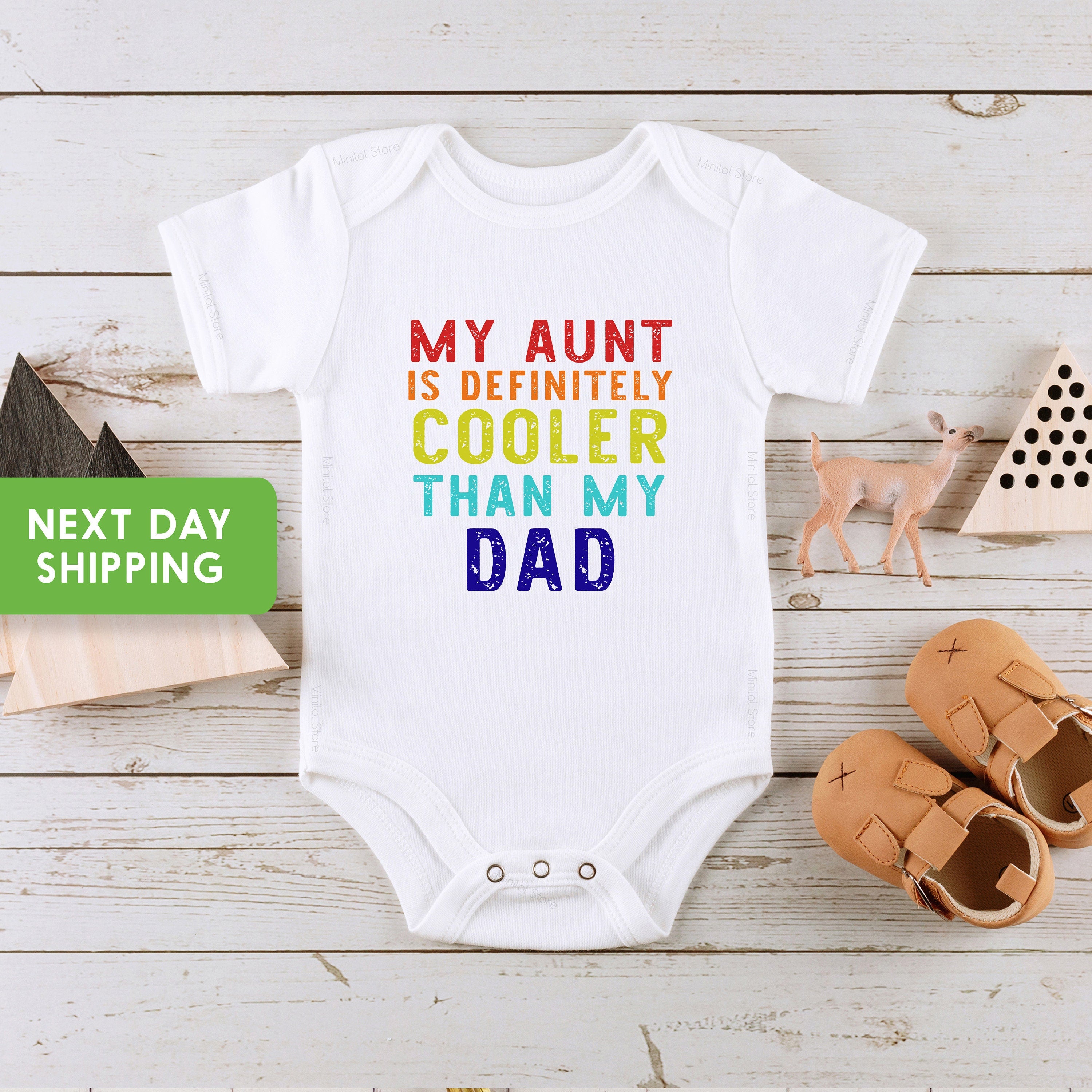 My Aunt Is Definitely Cooler Than My Dad Onesie®, Aunt Baby Bodysuit, Baby Shower Gift, Funny Auntie Shirt, Gift From Aunt, Gag Gift For Dad