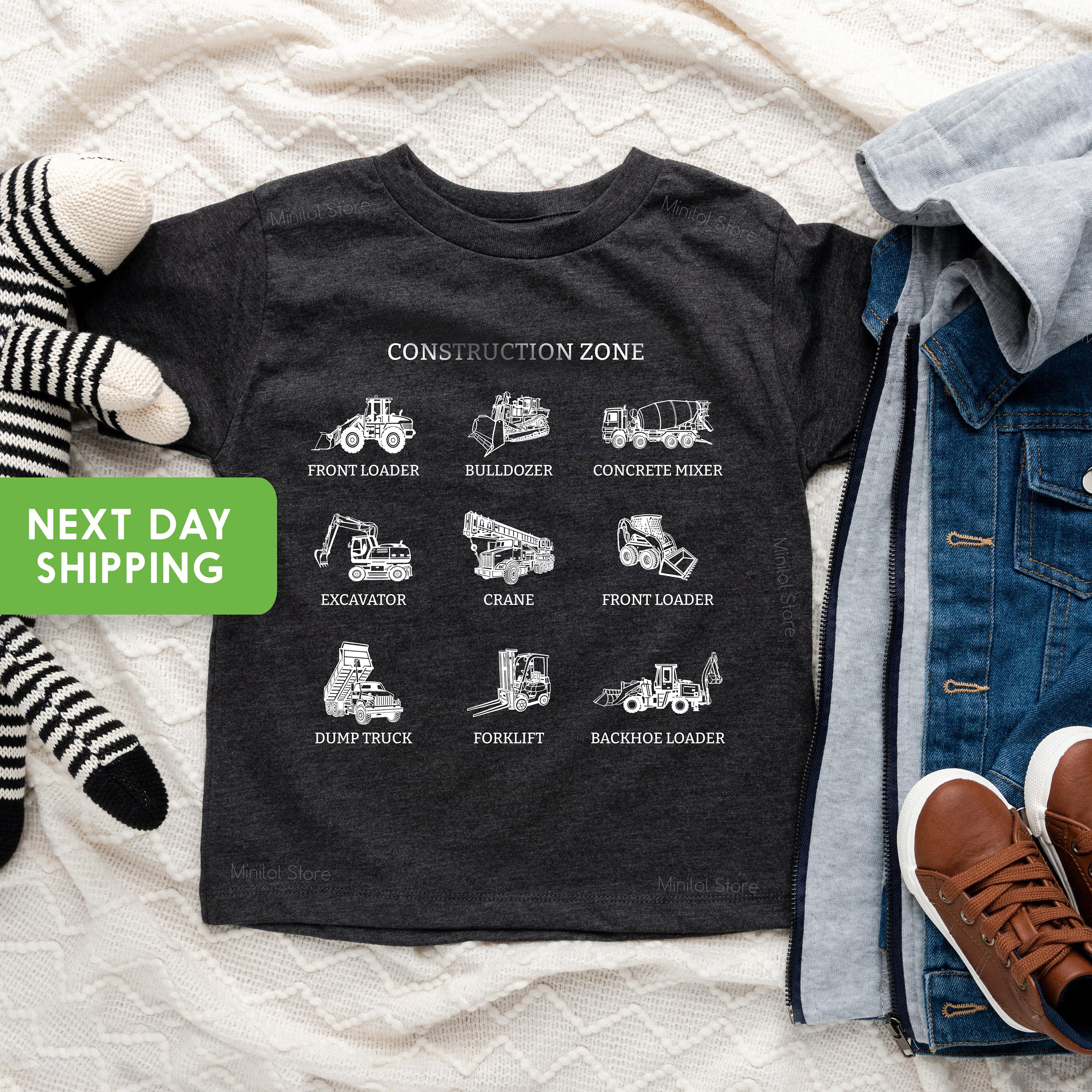 Construction Zone Toddler Shirt, Vintage Tractor Kids Shirt, Natural Work Zone Toddler Tee, Trucks Toddler Shirt, Construction Shirt