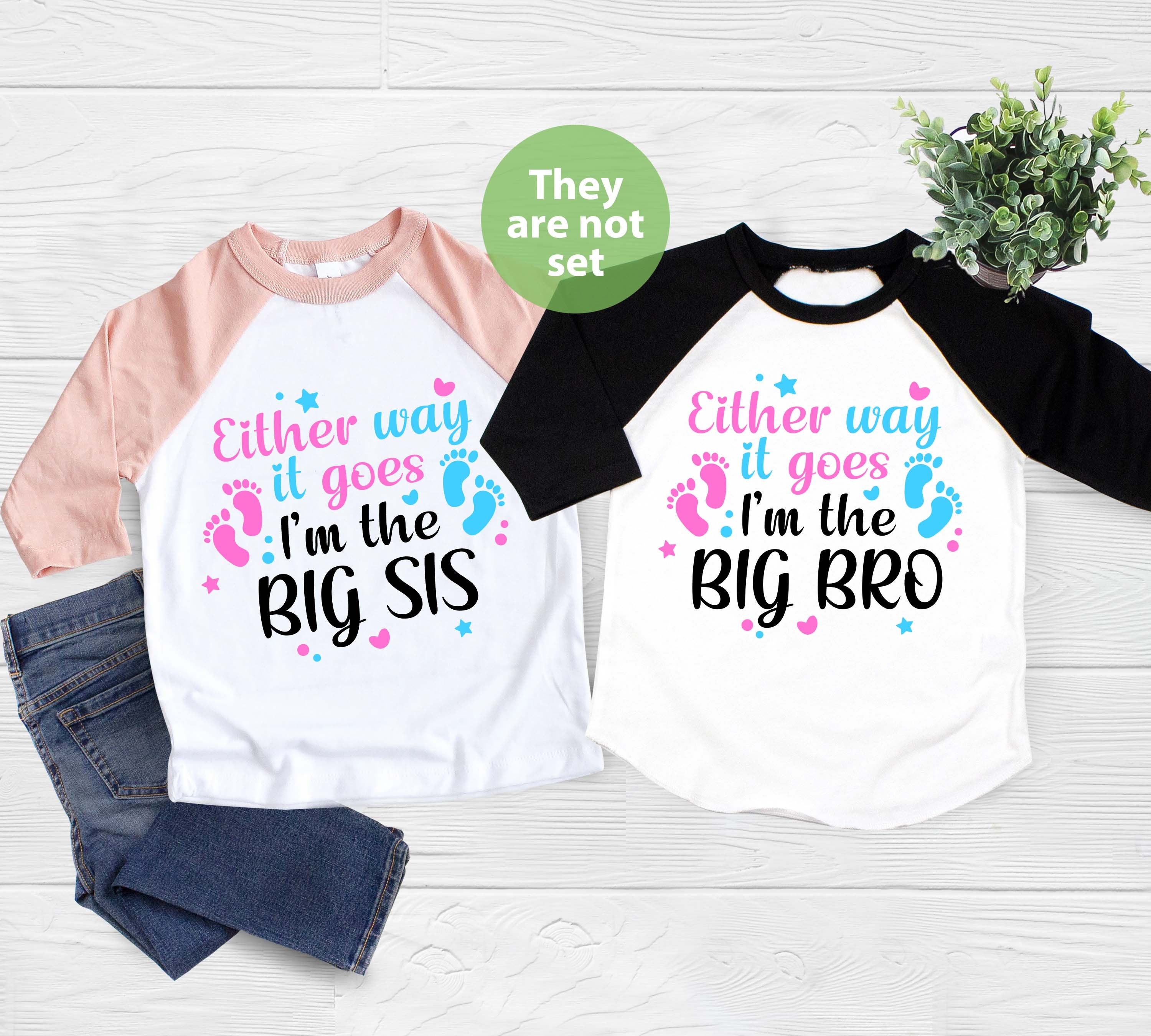 Either Way it Goes I'm The Big Bro Toddler, Big Sis Shirt, Gender Reveal Party Shirts For Kids, Pregnancy Announcement, Pink Or Blue Tshirt