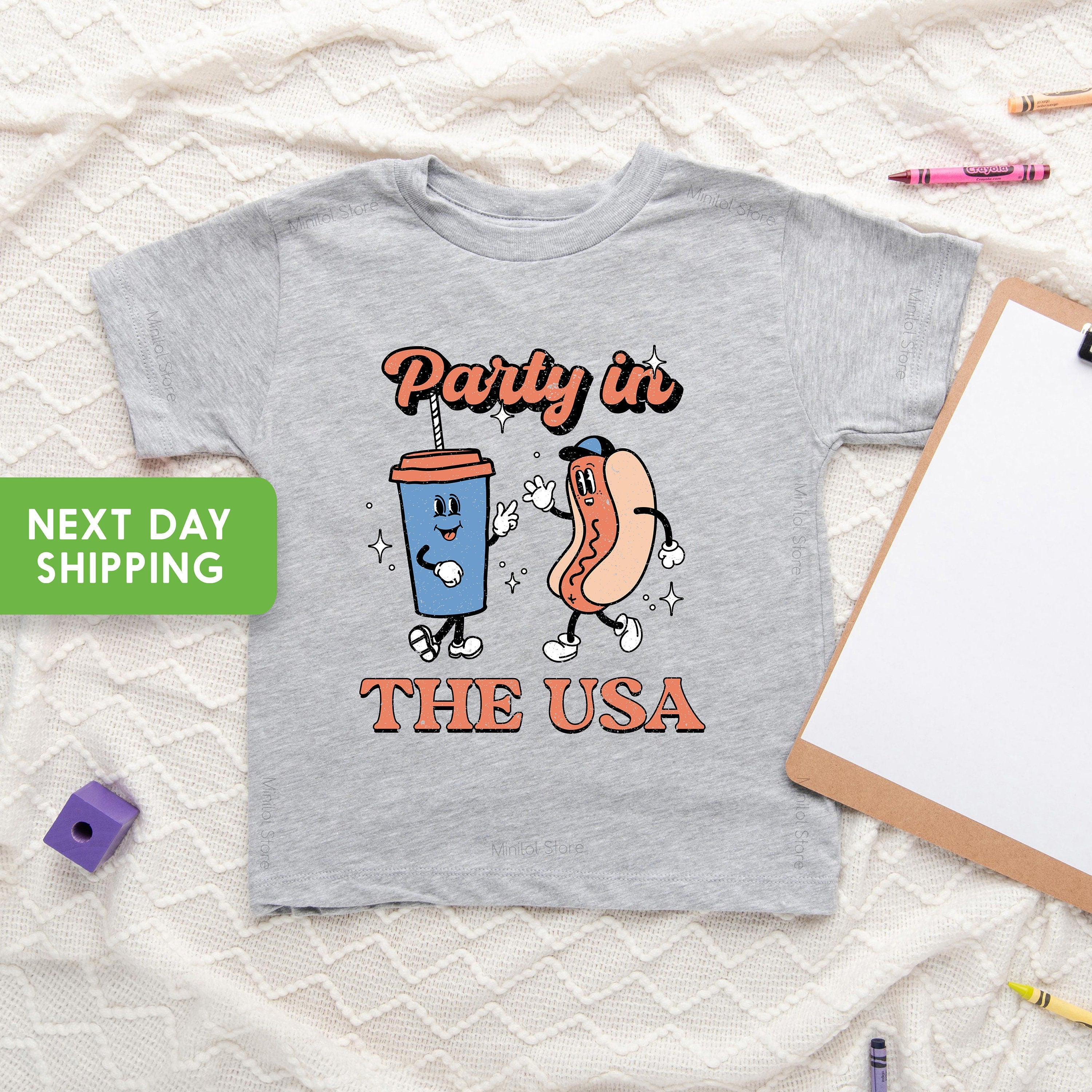 Party in USA Shirt, Independence Day Shirt, Memorial Day Onesie®, American Shirt, Fourth Of July Shirt, Hotdog Shirt