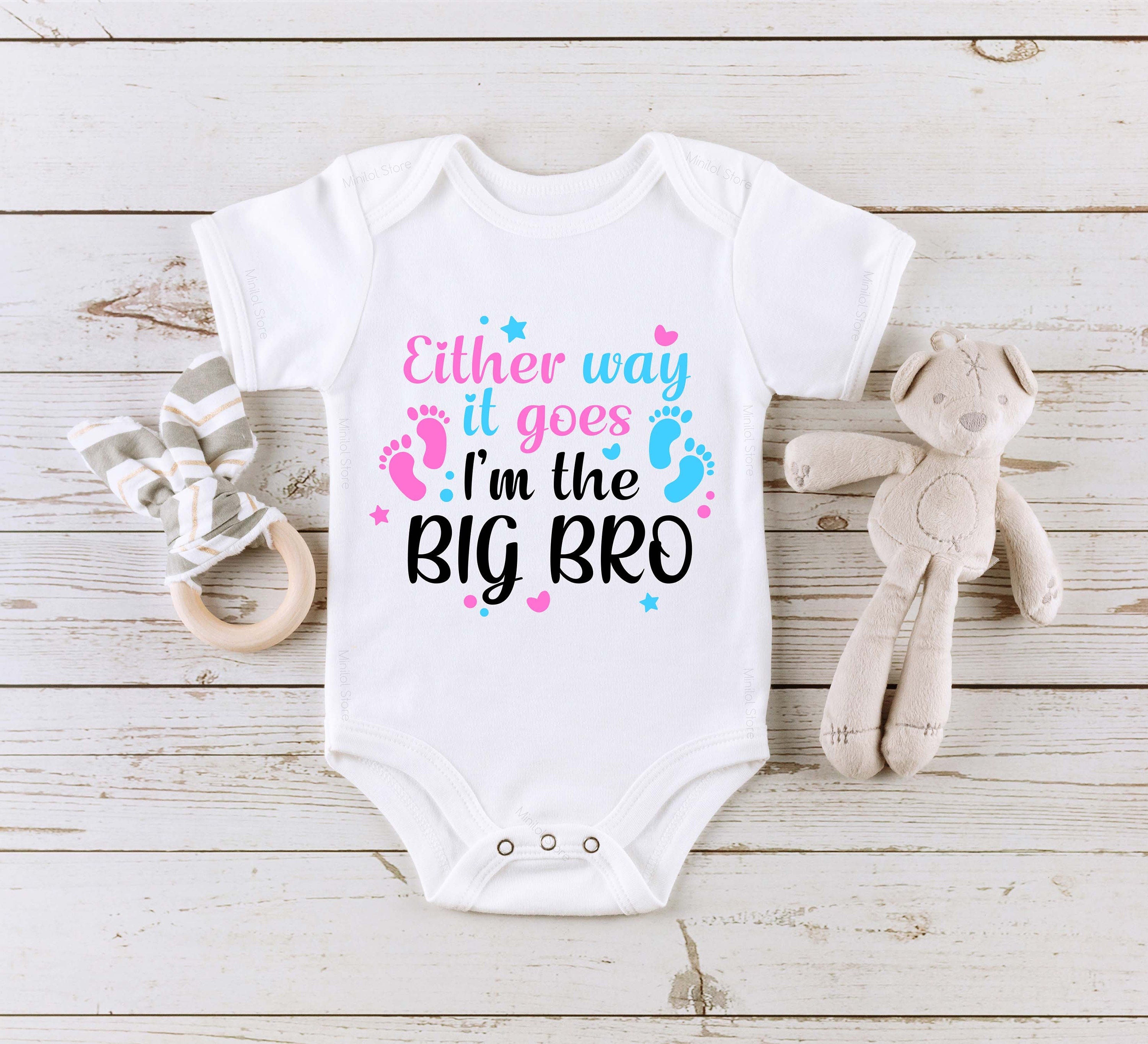 Either Way it Goes I'm The Big Bro Toddler, Big Sis Shirt, Gender Reveal Party Shirts For Kids, Pregnancy Announcement, Pink Or Blue Tshirt