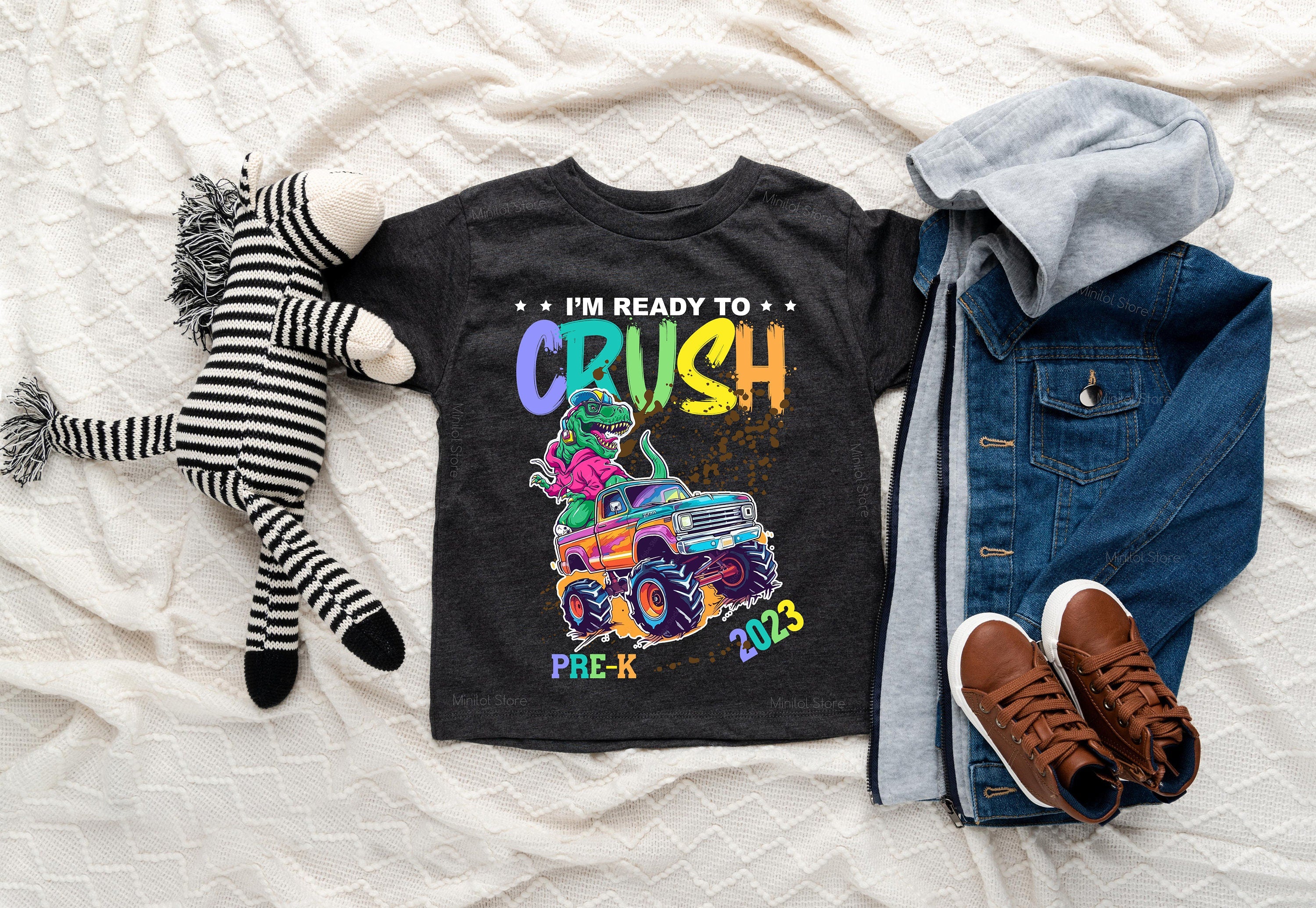 I'm Ready to Crush Pre-K Shirt, 1st Day of School Shirt, Ready to Crush Pre-K Monster Truck Shirt, Saurus Back to School Shirt Boy Girl