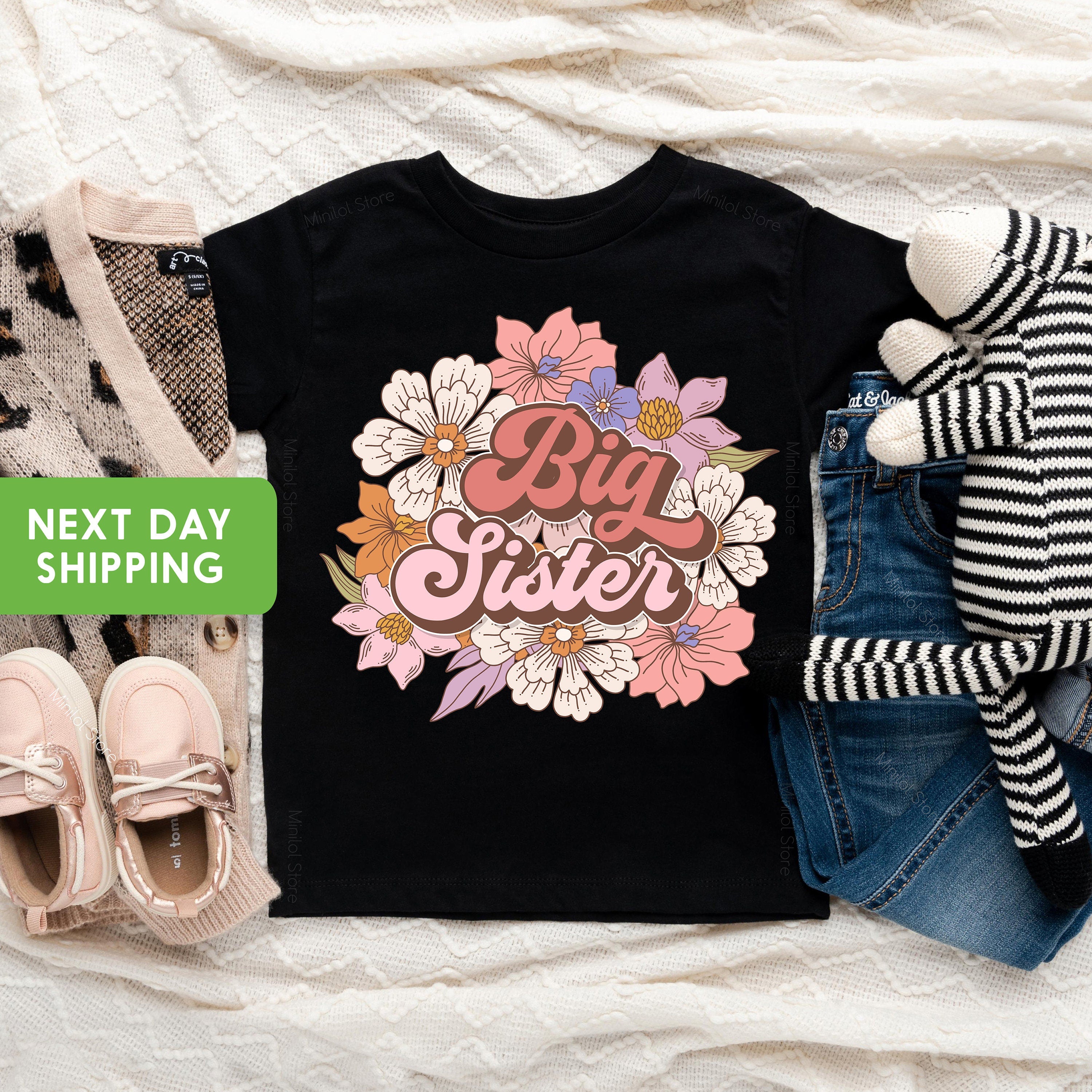 Retro Big Sis Sister Shirt, Sister Shirts, Big Sis, Big Sister Reveal, Big Sister Announcement, Retro Sister, Sister Floral