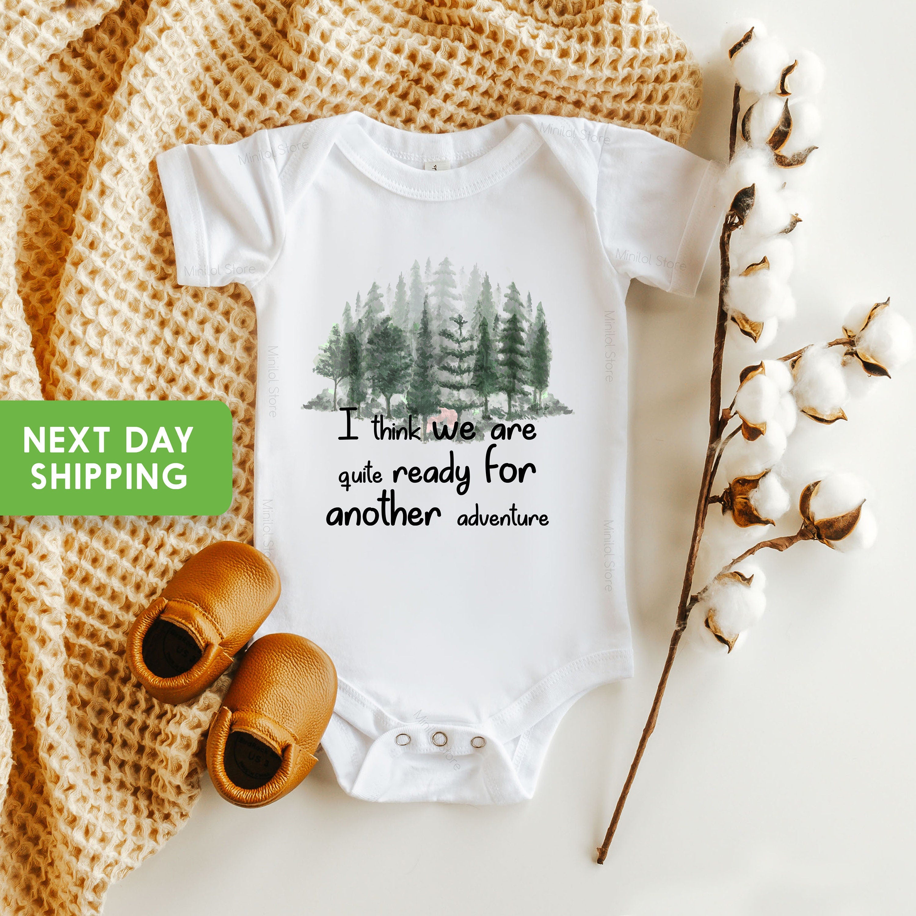 Announcement Baby OnesieĀ®, I Think We Are Quite Ready For Another Adventure Bodysuit, Cute Bilbo Baggins quote Bodysuit