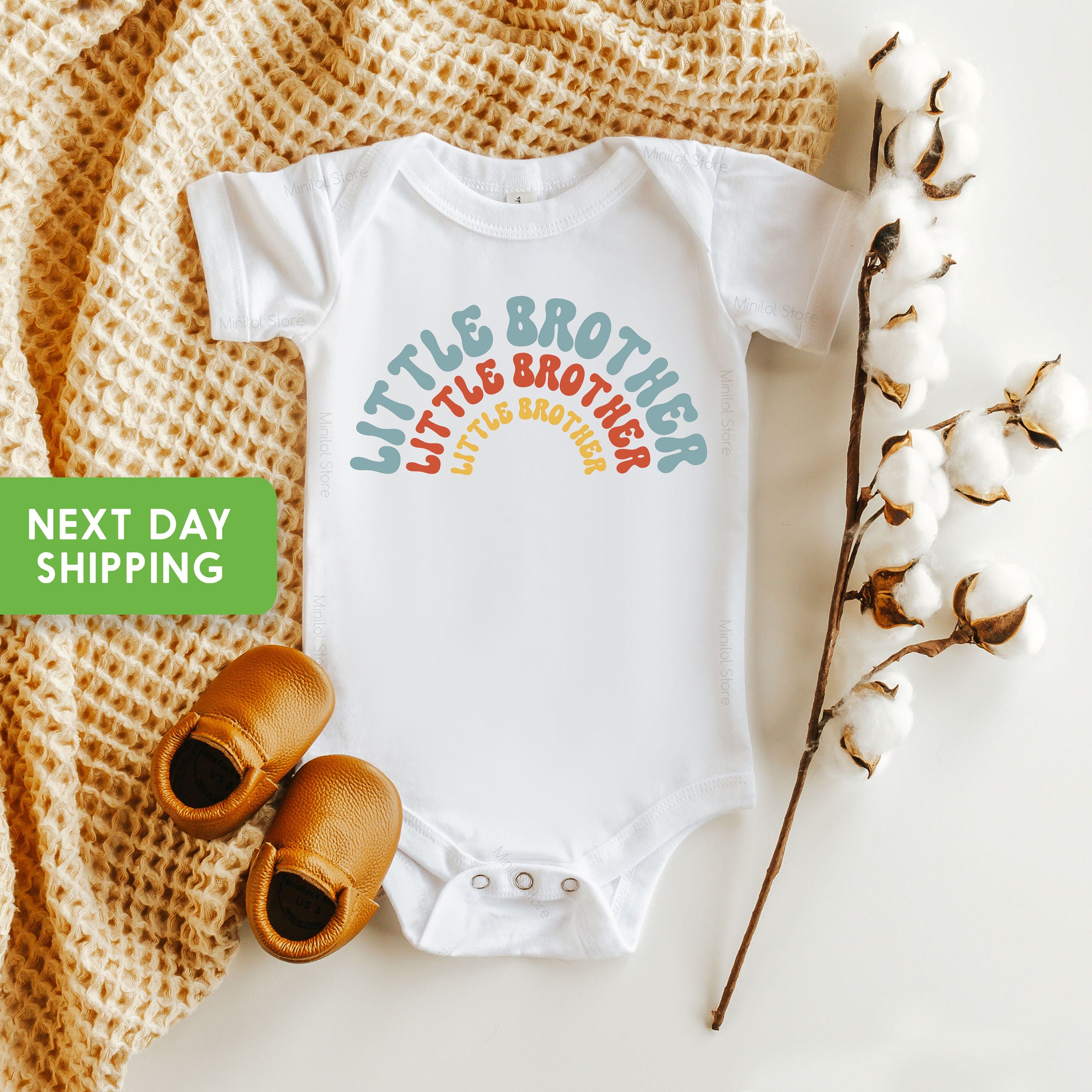 Little Brother OnesieĀ®, Retro Pregnancy Announcement Bodysuit, Boys Baby OnesieĀ®, Second Pregnancy Announcement