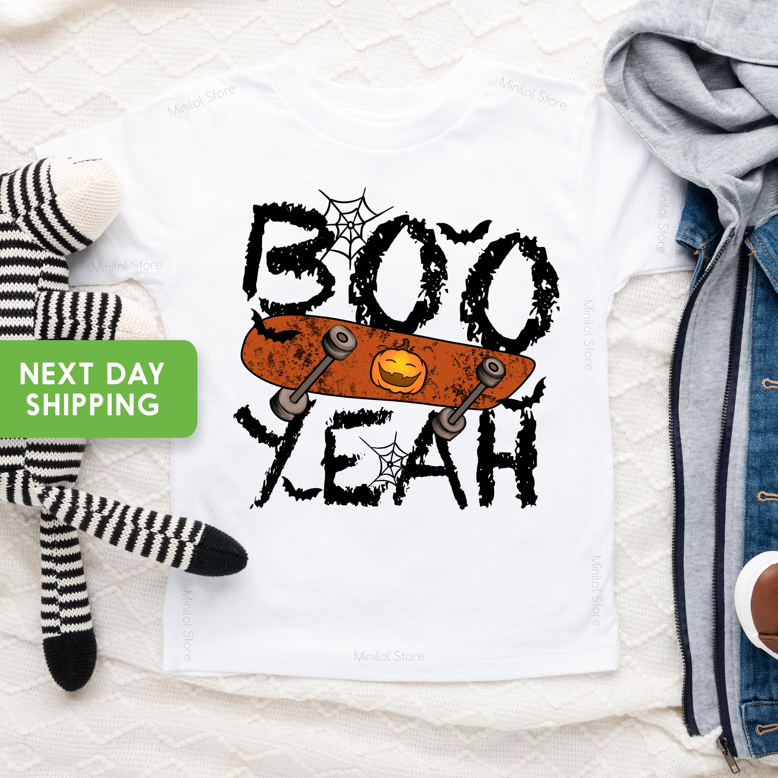 Boo Yeah Halloween Shirt, Pumpkin Season Toddler Shirt, Cute Fall Girls Shirt, Toddler Youth Fall Tee, Retro Boho Cute Vintage OnesieĀ®