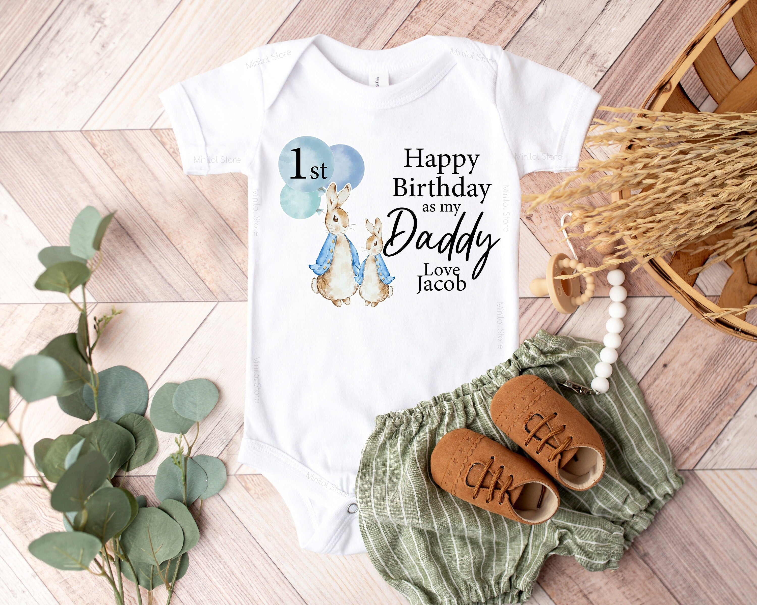 Custom Happy 1st Birthday as My Daddy Baby Outfit, First Birthday, 1st Birthday Daddy, Dad Birthday, New Dad Gift, 1st Birthday as a Daddy