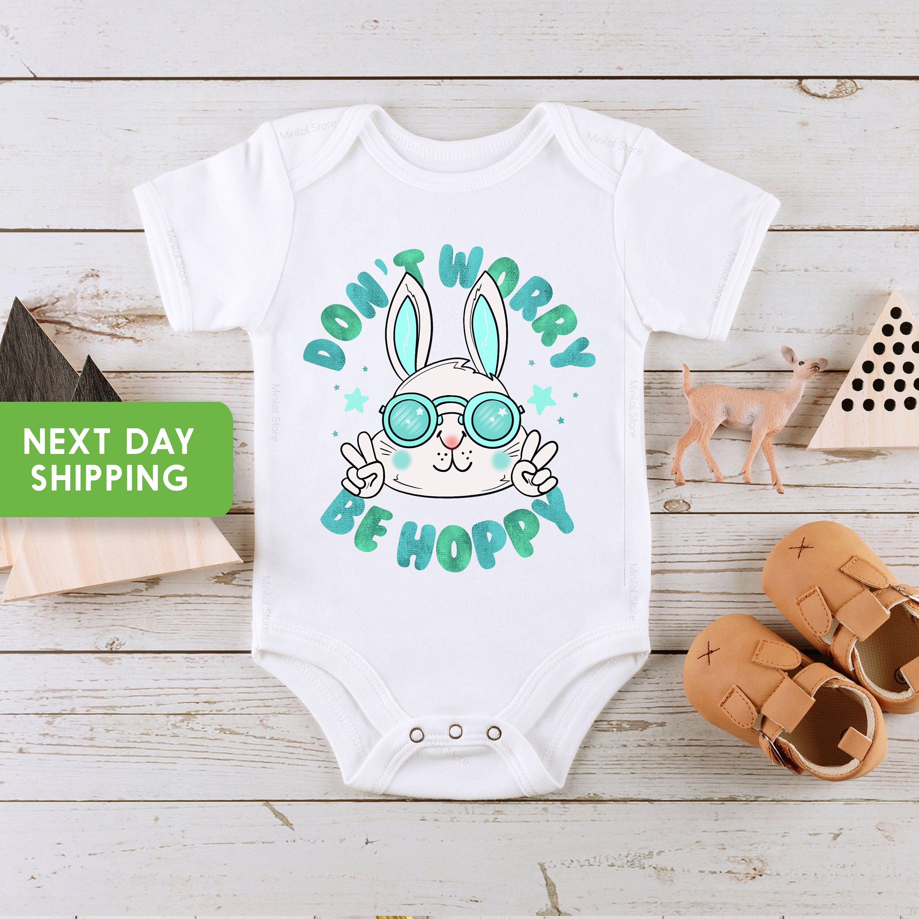 Don't Worry Be Hoppy Toddler Shirt, Bunny Onesie®, Cute Baby Onesie®, Baby Shower Gift, Funny Toddler Shirt