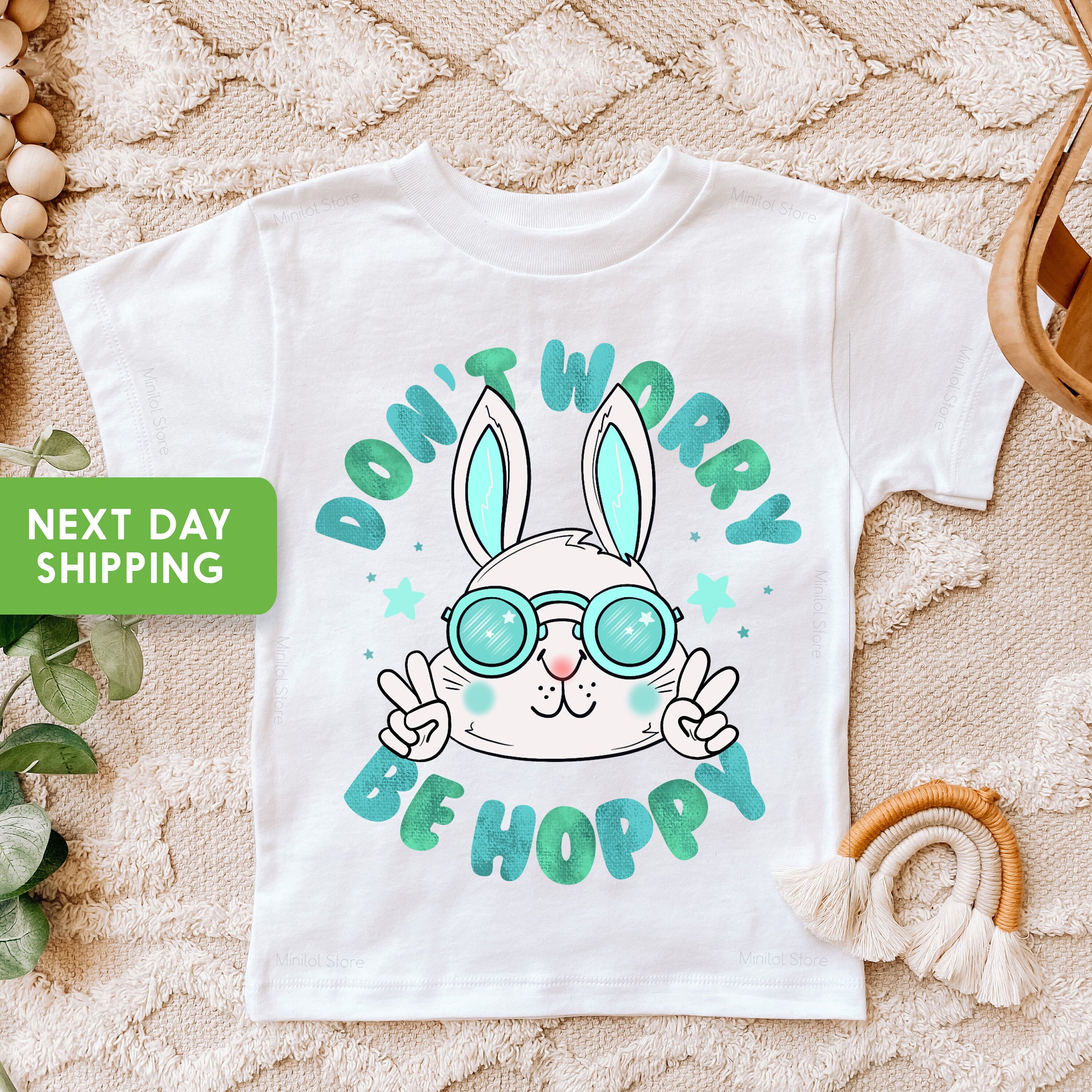 Don't Worry Be Hoppy Toddler Shirt, Bunny OnesieĀ®, Cute Baby OnesieĀ®, Baby Shower Gift, Funny Toddler Shirt