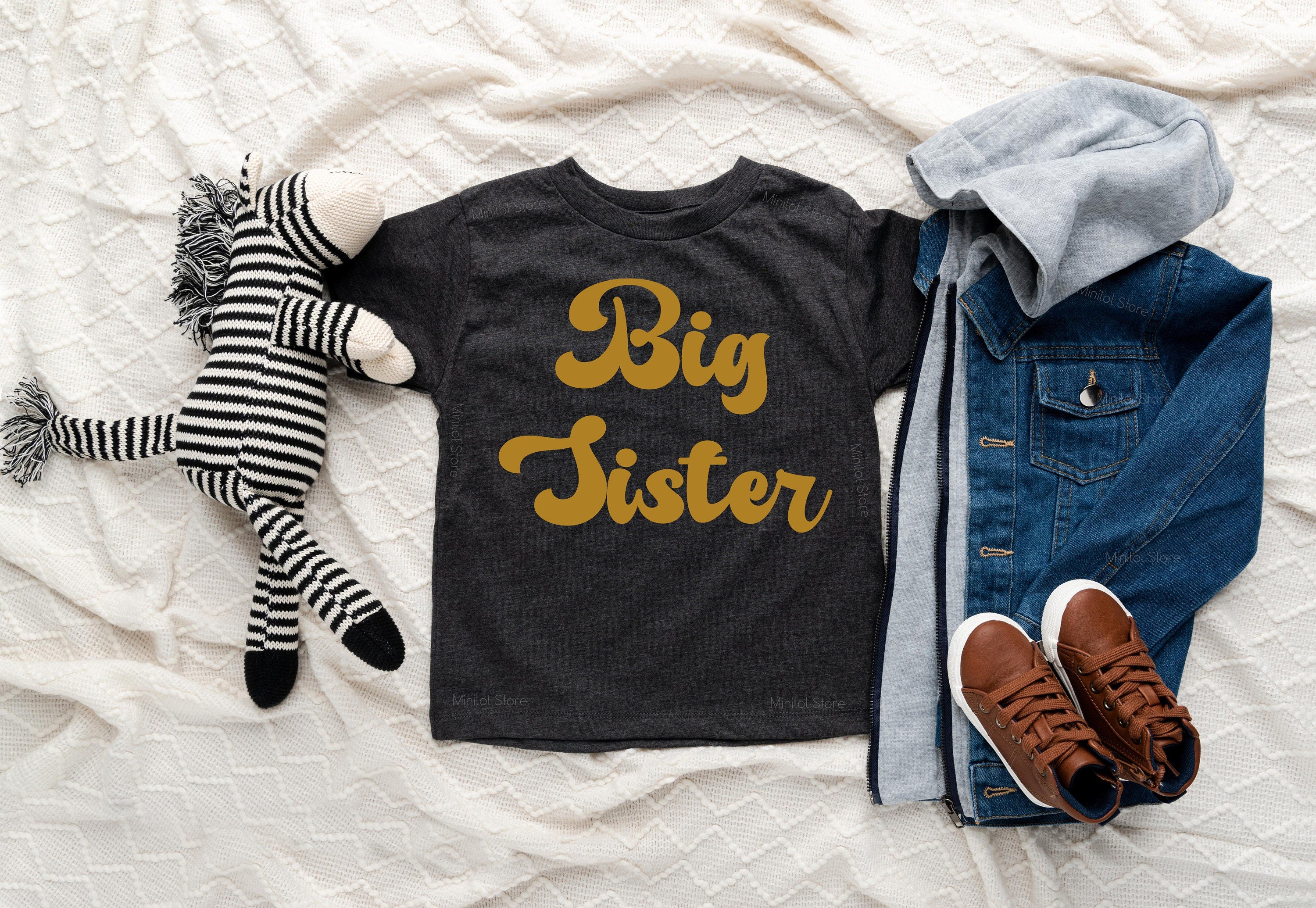 Custom Font Color Big Sister Shirt, Retro Big Sister Toddler Shirt, Big Sister Announcement Shirt, Big Sister Reveal, Big Sister Gift