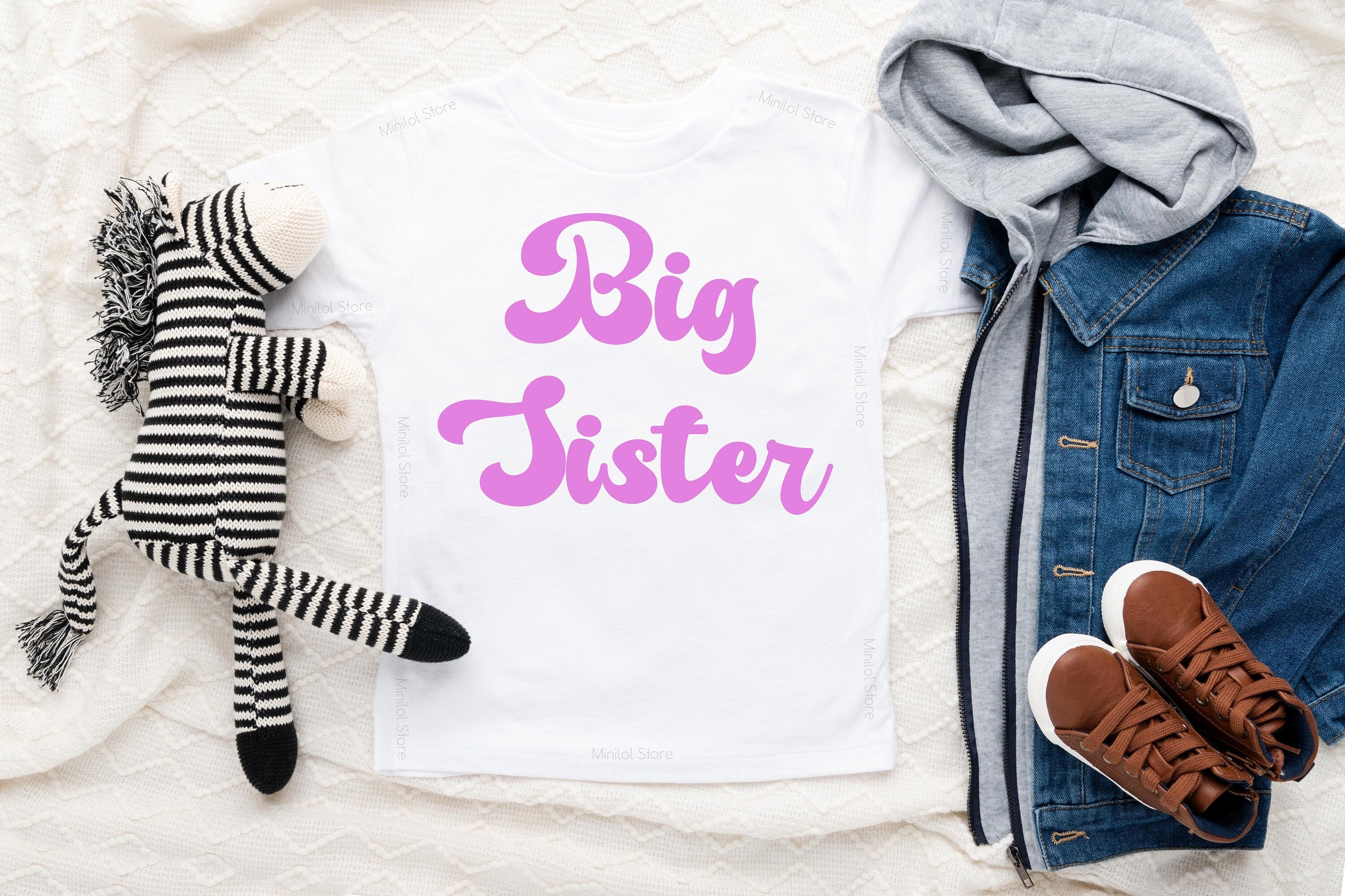 Custom Font Color Big Sister Shirt, Retro Big Sister Toddler Shirt, Big Sister Announcement Shirt, Big Sister Reveal, Big Sister Gift