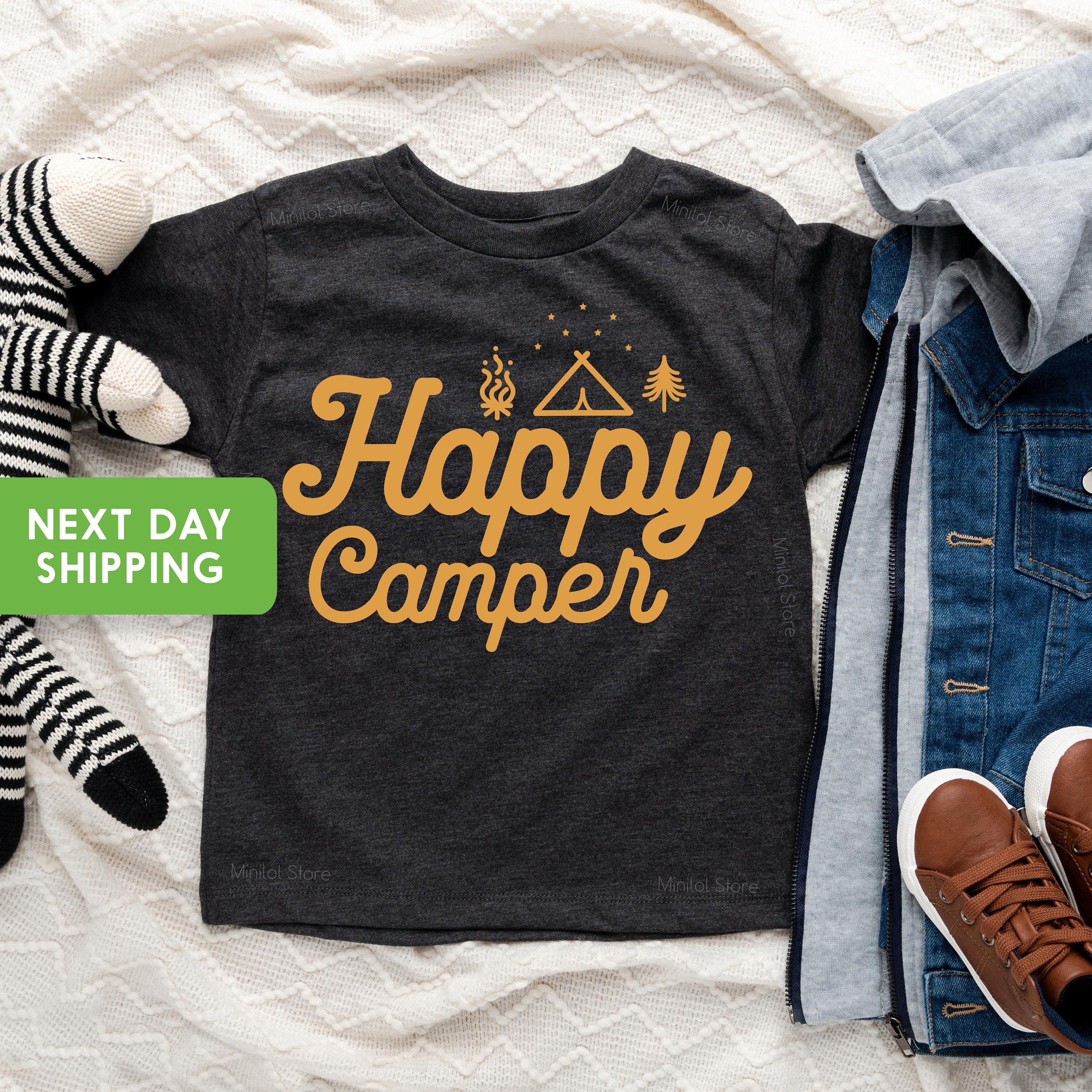 Happy Camper Kids Retro Shirt Custom Font Color