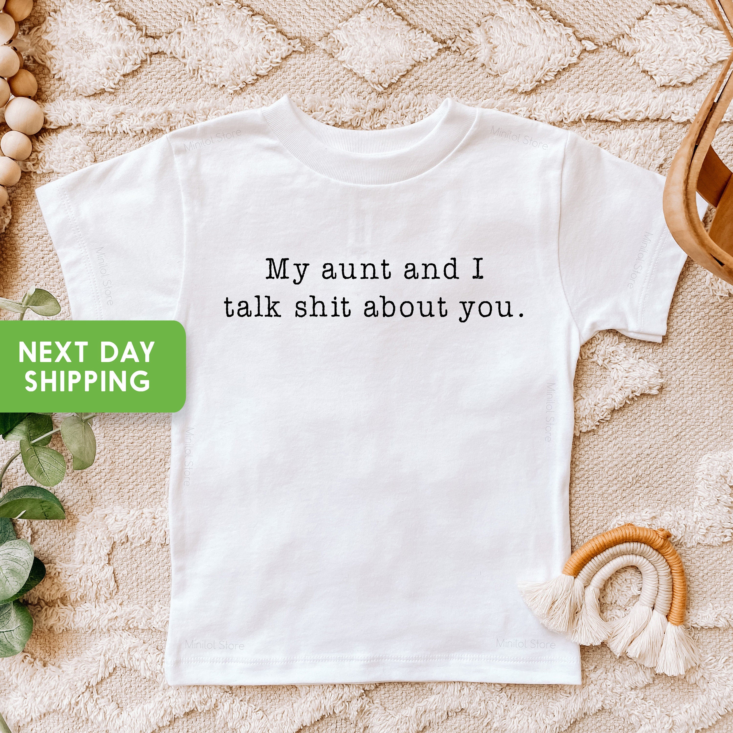 My Aunt And I Talk Shit About You Onesie®, Funny Aunt Bodysuit, Retro Aunt Onesie®, Aunt Gift, Inappropriate Baby Onesie®, Baby Shower Gift