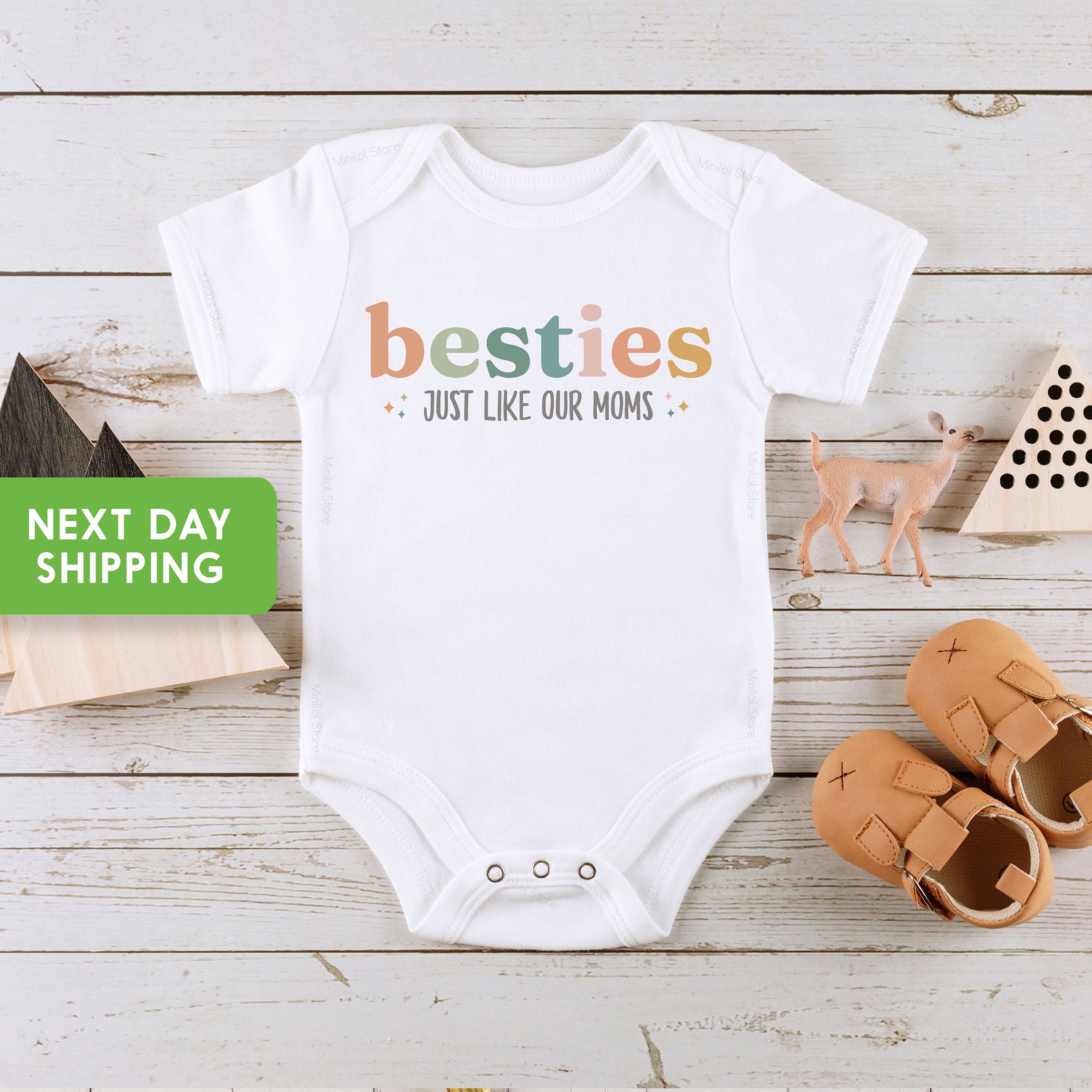 Besties Just Like Our Moms Baby OnesieĀ®, Retro Best Friends Bodysuit, Best Friend Outfits, BFF OnesieĀ®, Baby Shower Gift, Funny New Mom Gift