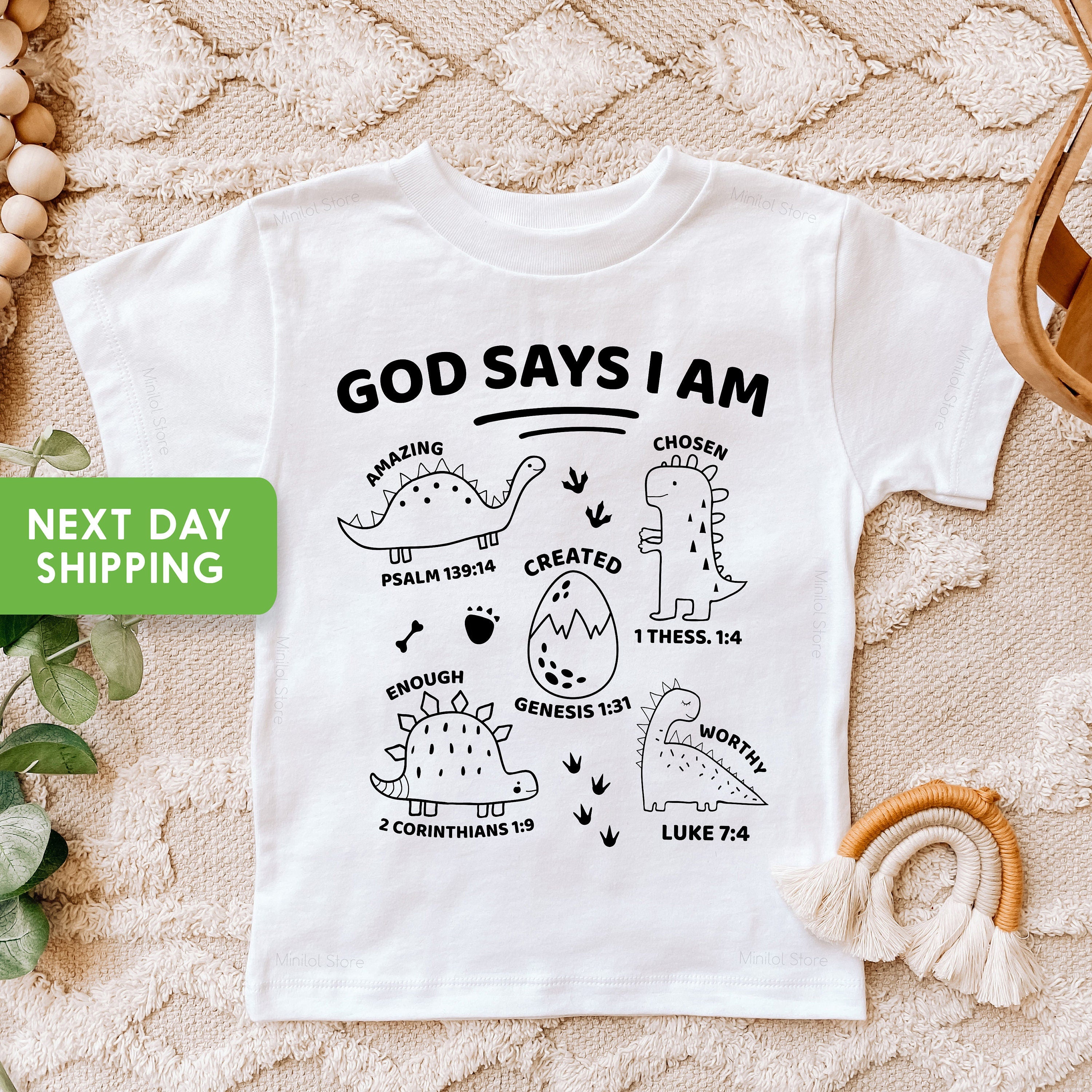 Christian Baby Bodysuit, God Says I Am Christian Bodysuit, Retro Dinosaurs Onesie®, Dinosaurs Toddler Shirt, Vintage Dinosaurs Baby Bodysuit