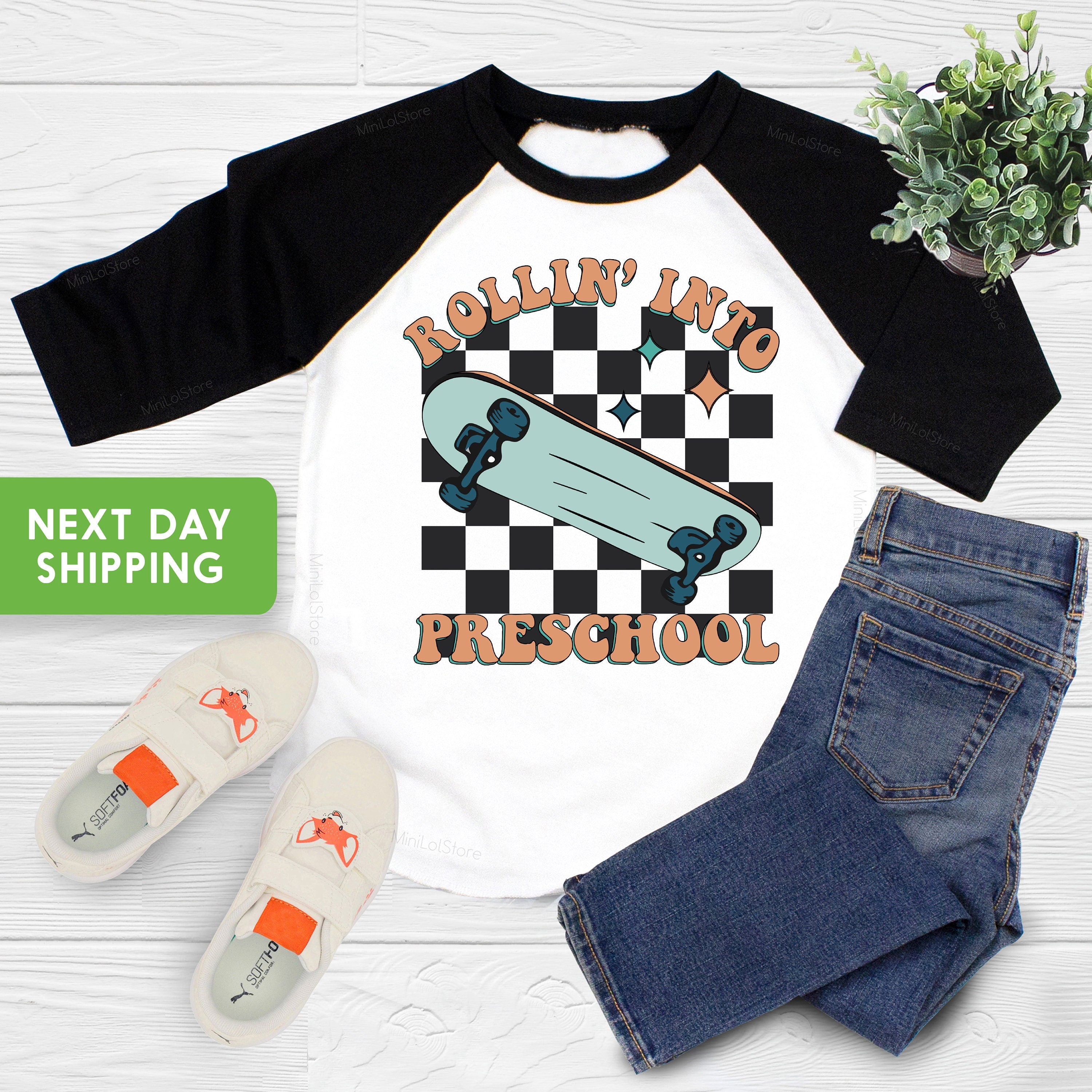 Rollin Into Preschool Shirt, 1st Day Of School Toddler Tee, Skateboard Back To School Kids Shirt, Preschool Outfit, Back to School Gifts