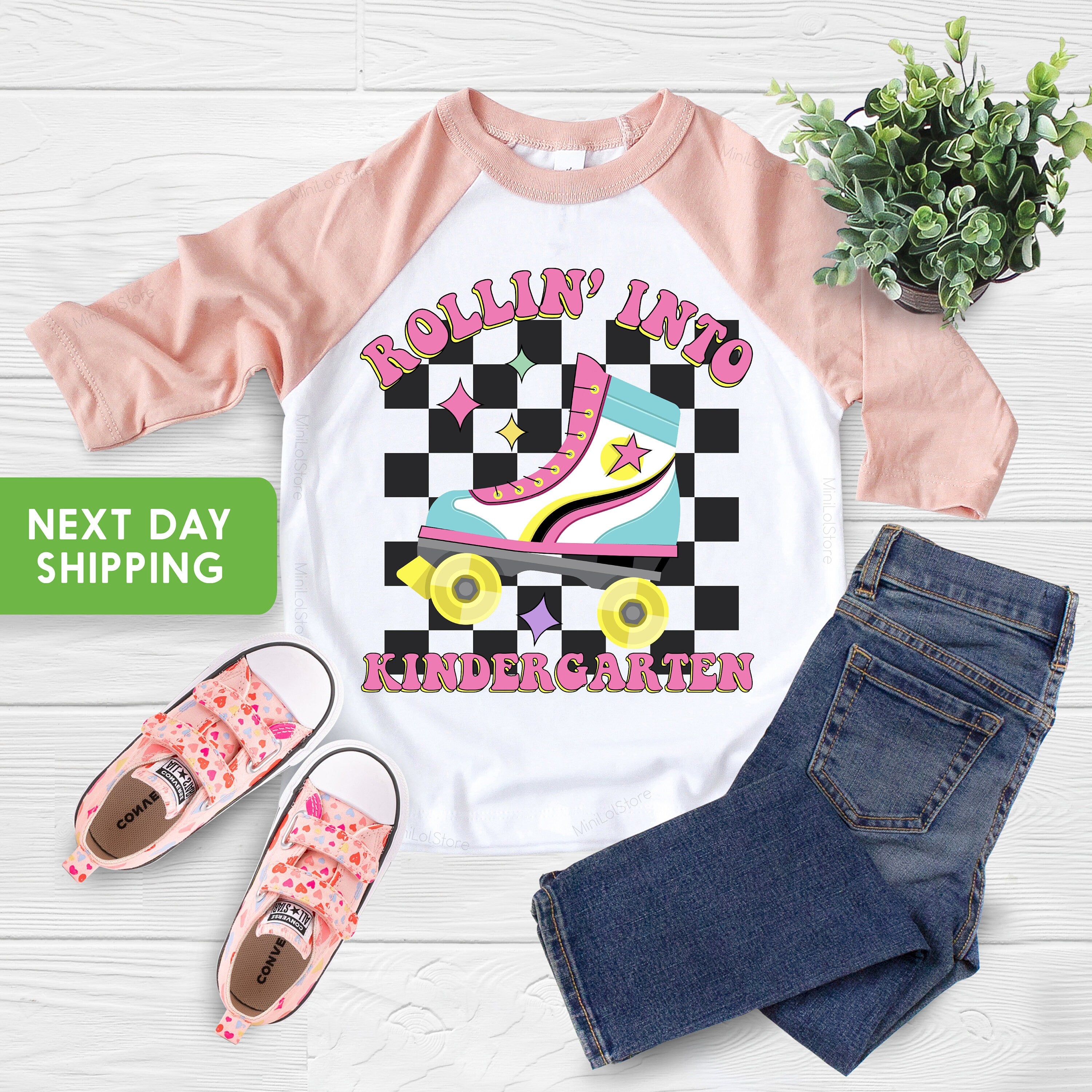 Rollin Into Kindergarten Kids Shirt, Kindergarten Skating Toddler Tee, Roller Skate School Kids Shirt, Kindergarten Shirt For Girls