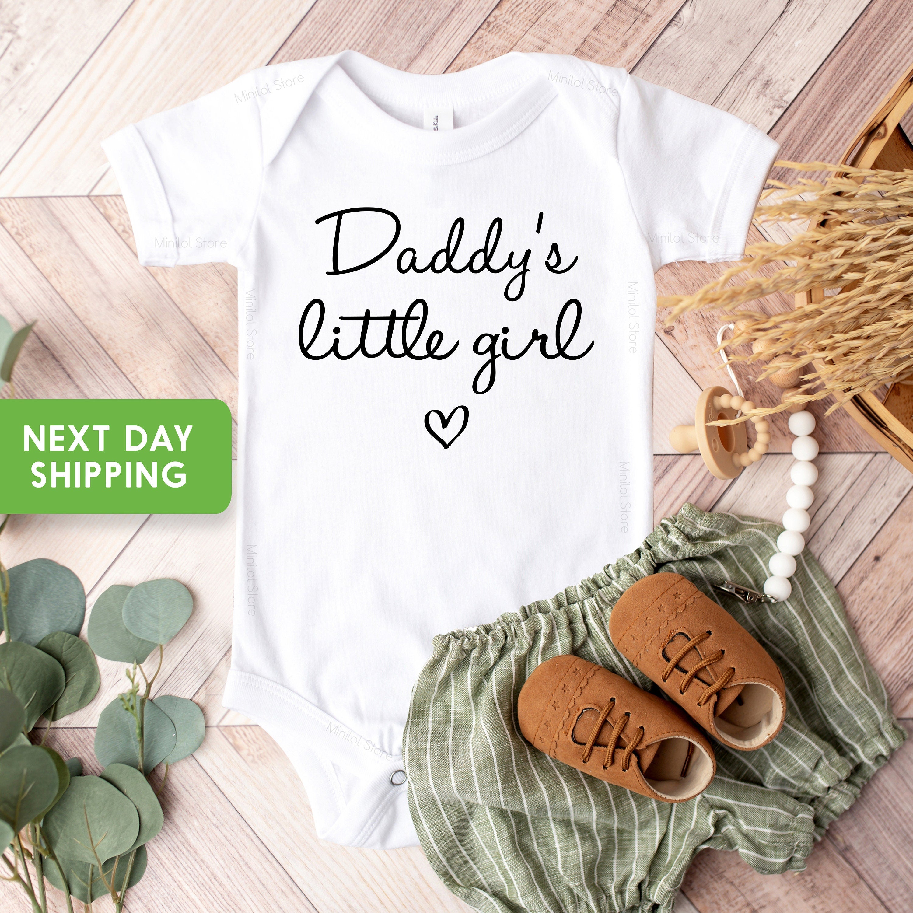 Daddy's Little Girl OnesieĀ®, Minimalist Bodysuit, Father's Day Baby OnesieĀ®, Daughter OnesieĀ®, Daddy's Heart OnesieĀ®, Baby Announcement