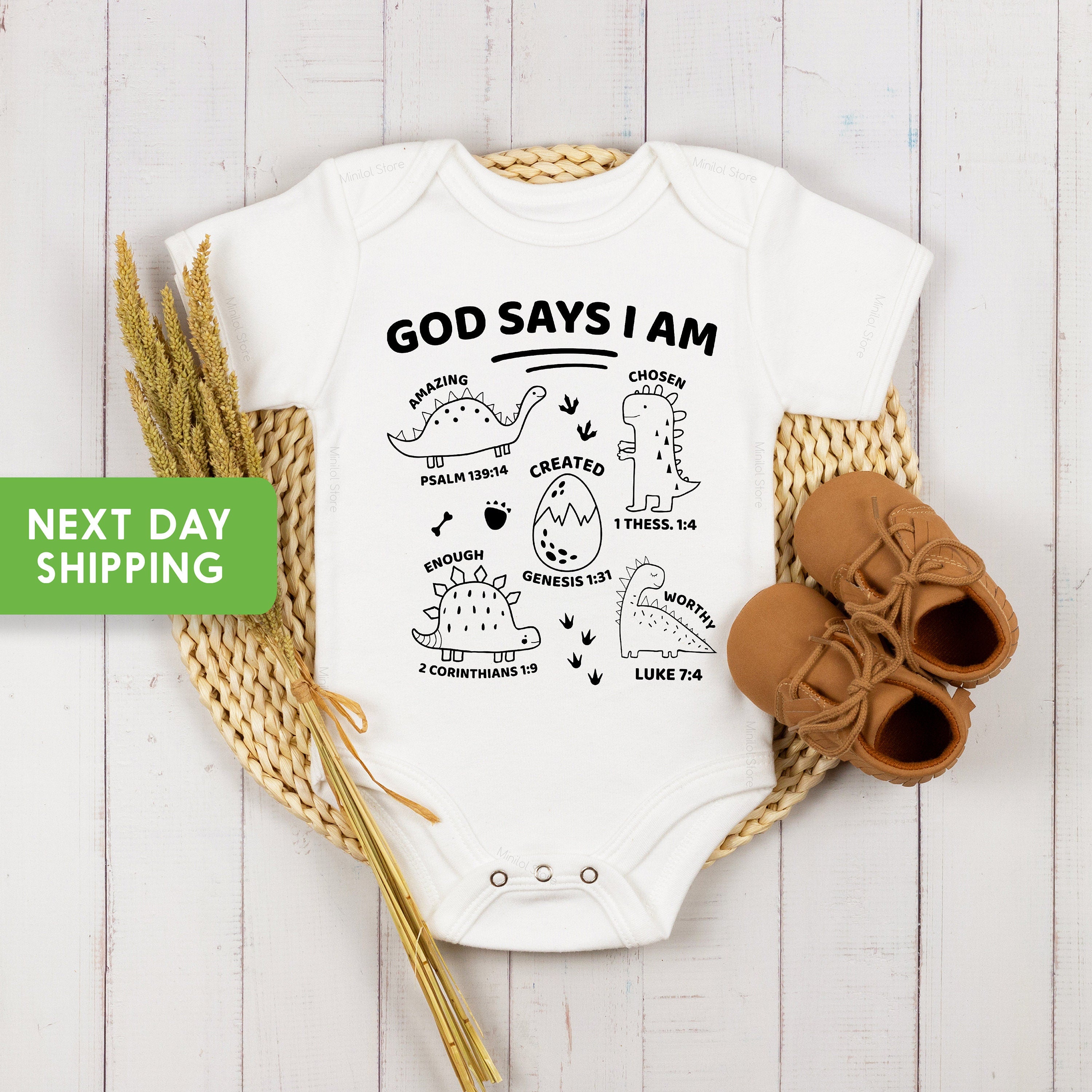 Christian Baby Bodysuit, God Says I Am Christian Bodysuit, Retro Dinosaurs OnesieĀ®, Dinosaurs Toddler Shirt, Vintage Dinosaurs Baby Bodysuit