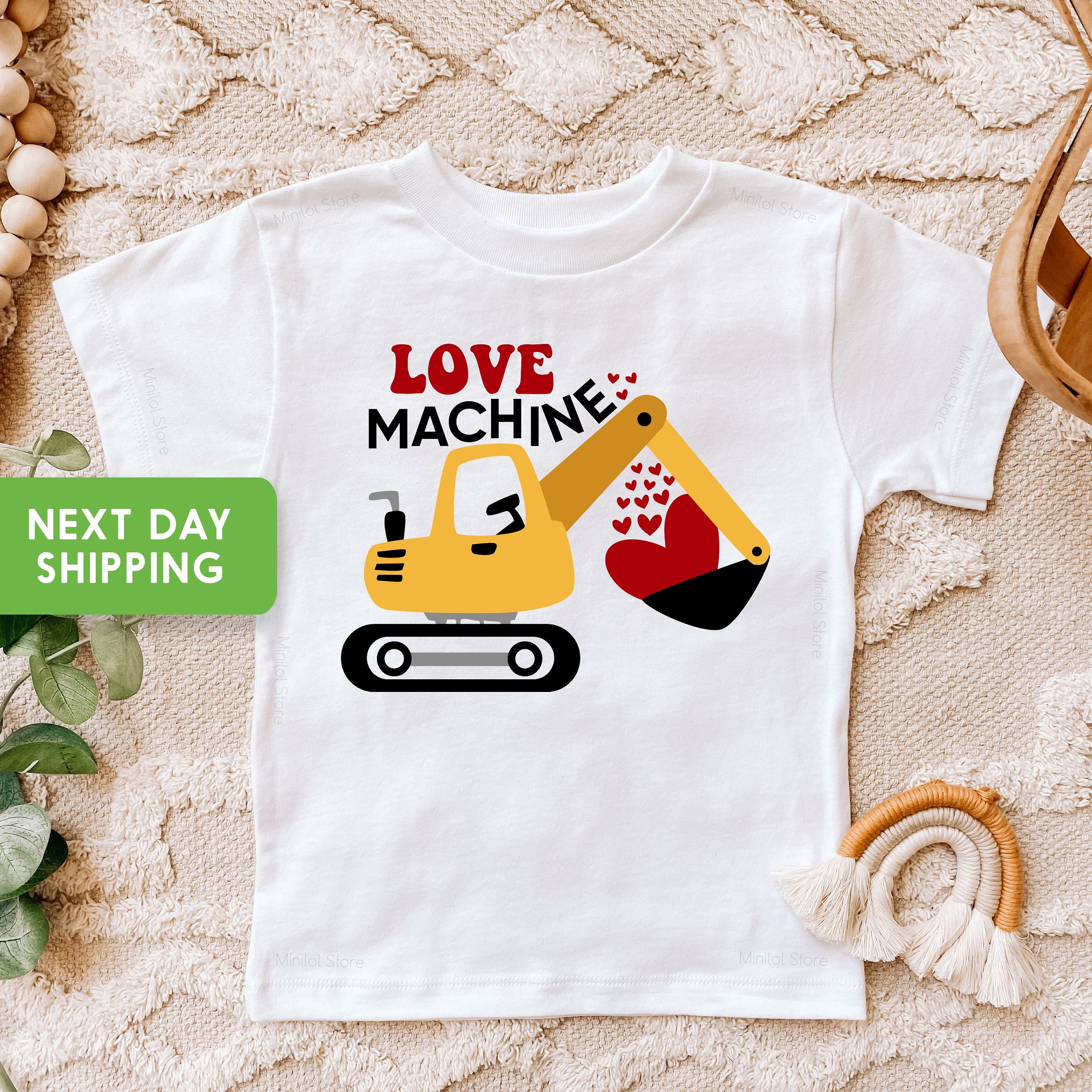 Love Machine Baseball Tee, Cute Valentines Day Toddler Shirt, Valentines Toddler Tractor Shirt, Farm Kids Shirt, Valentine's Day Onesie®