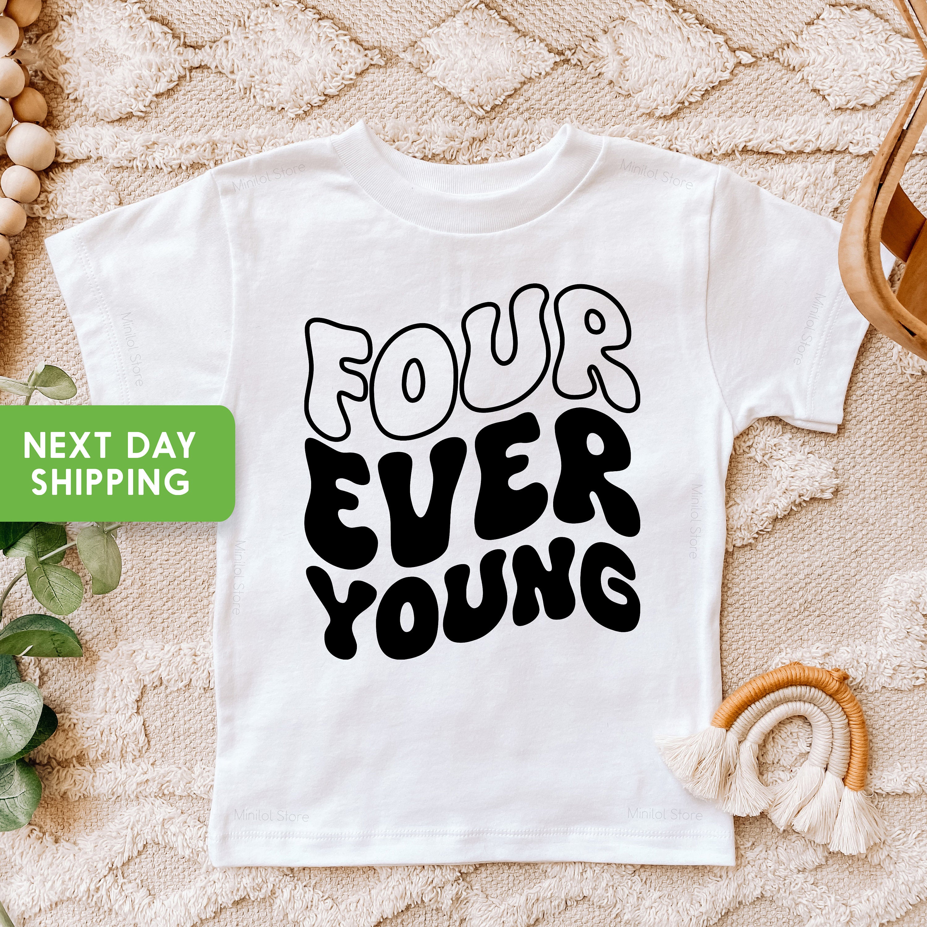 Four Ever Young Toddler Birthday Shirt, 4th Birthday Shirt for Boys and Girls, Fourth Birthday Toddler & Youth Kid Shirt, Birthday Boy Gift
