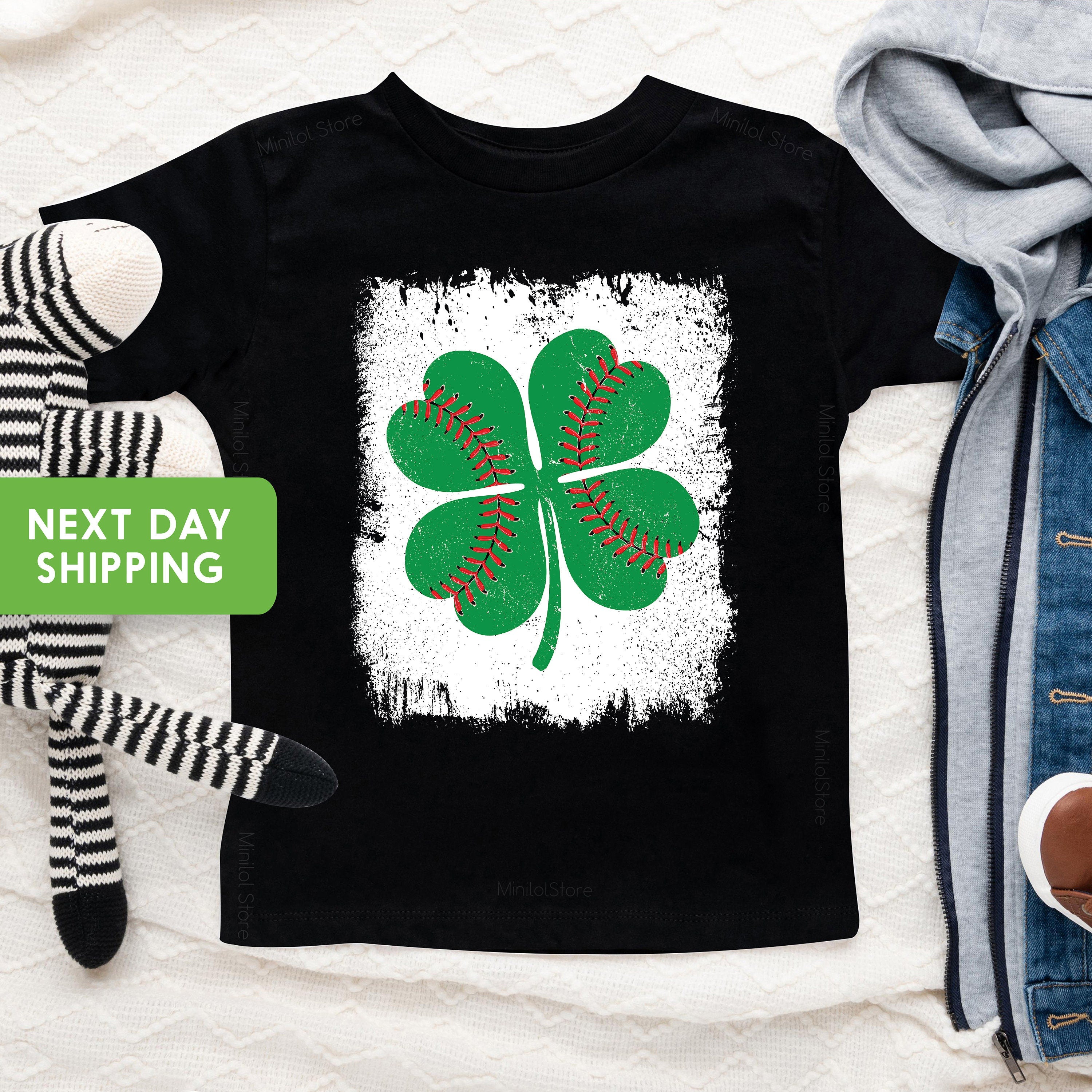 Baseball Shamrock Toddler Shirt, Lucky Baseball Baby Onesie®, St Patrick's Day Kids Shirt, Baseball Baby Onesie®, Lucky Baseball Kids Shirts