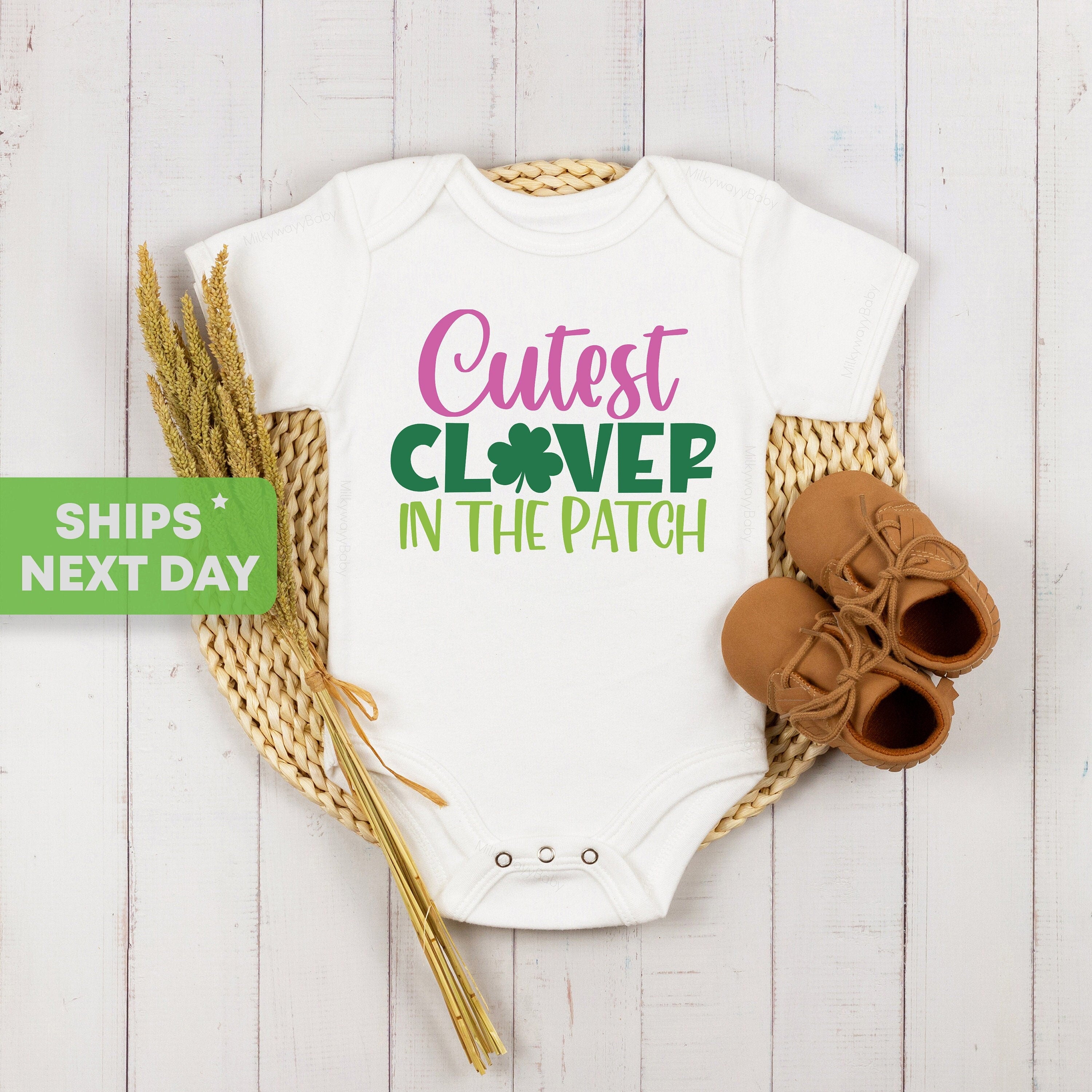 Cutest Clover In The Patch Onesie®, Lucky Irish Baby Bodysuit, Funny Lucky Toddler Shirt, Happy St Patricks Day Baby Onesie®, Lucky Kids Tee