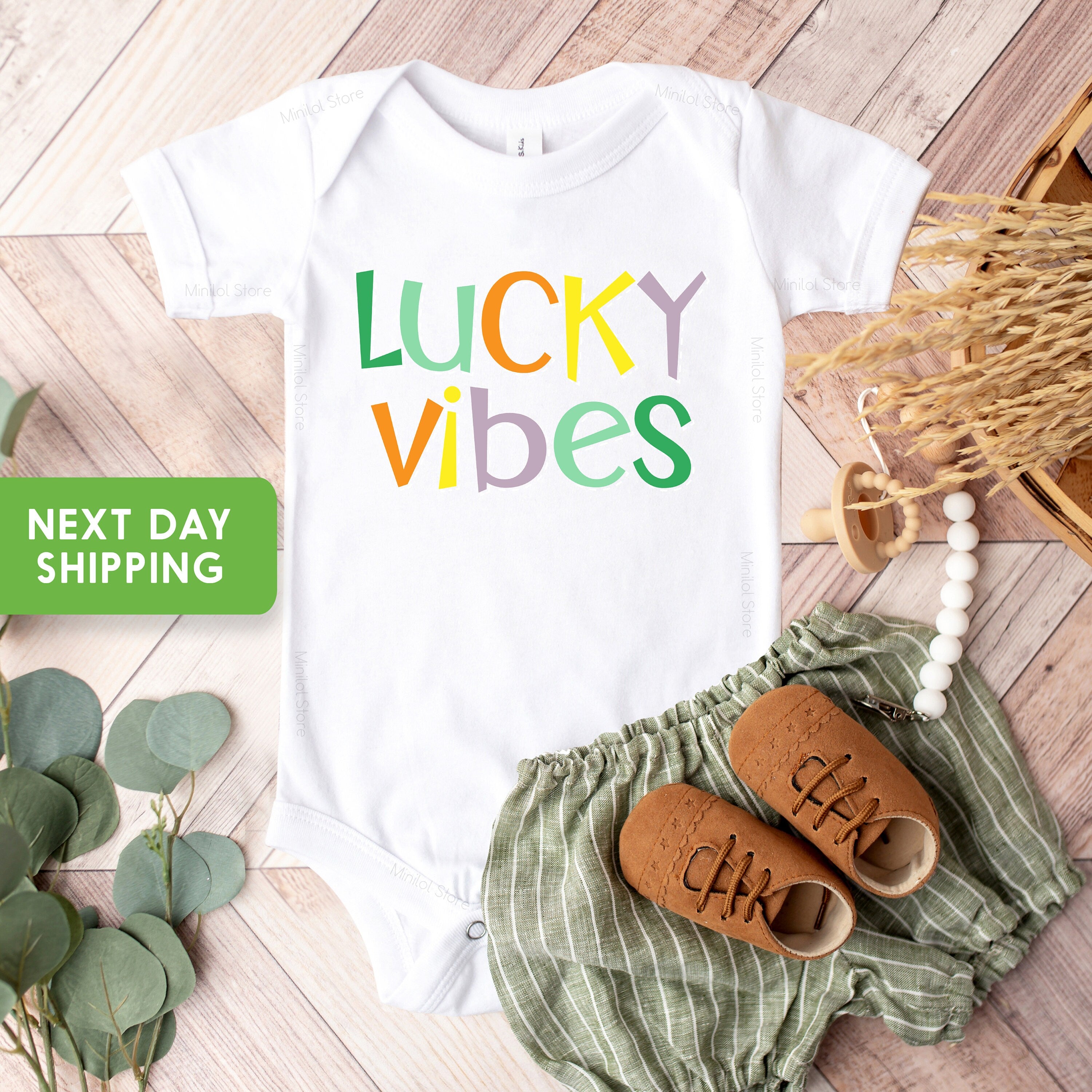Lucky Vibes Baby OnesieĀ®, St Patricks Day Toddler Shirt, St. Patrick's Day Baby OnesieĀ®, St Patrick's Day Retro OnesieĀ®, March Baby OnesieĀ®