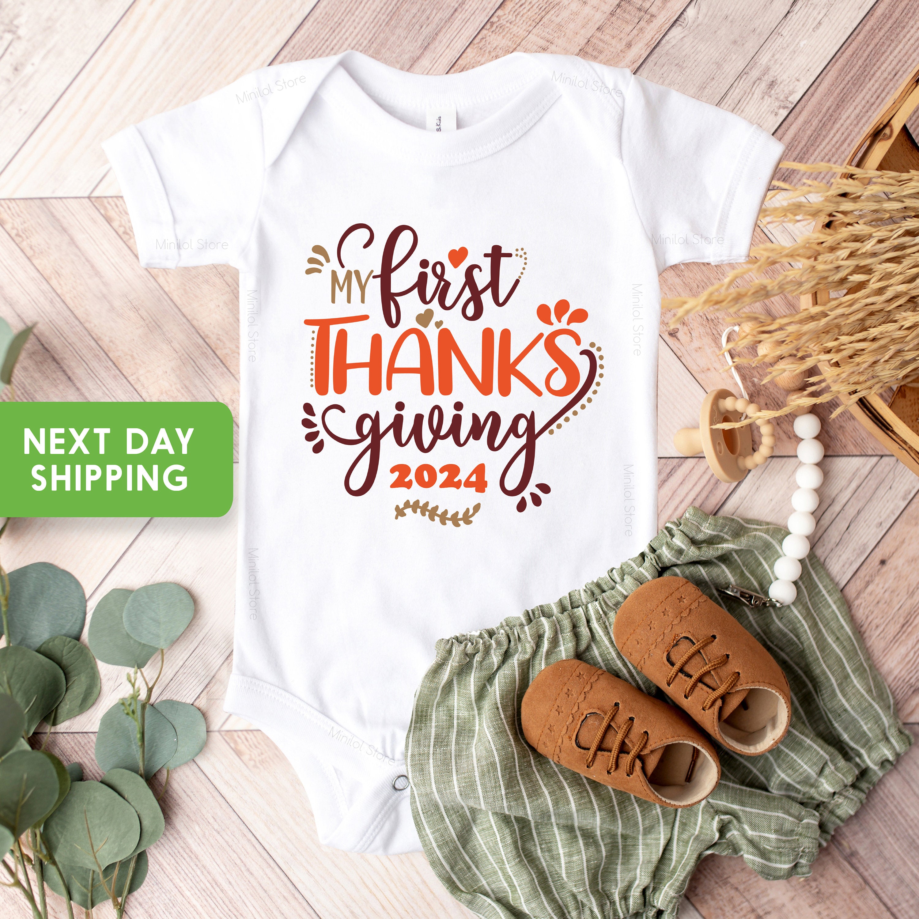 My First Thanksgiving OnesieĀ®, Fall Baby OnesieĀ®, Cute Fall Baby Clothes, Thanksgiving Baby Outfit, Autumn Baby Bodysuit