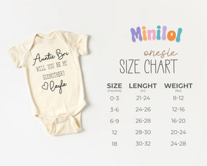 Personalized Natural Will You Be My Godmother typographic design on Baby Natural 6-9 months US kids numeric