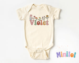 Personalized Wild Flower flower design on Baby Natural 0-3 months US kids numeric