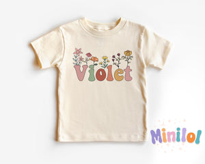 Personalized Wild Flower flower design on Baby Natural 3-6 months US kids numeric